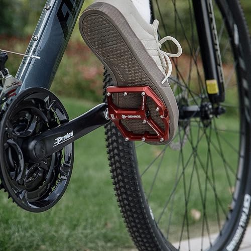 Miniatura 2 de Pedales de bicicleta de carreteramontaña, 3 rodamientos, pedales planos mecanizados CNC de 916 pulgadas con clavos antideslizantes extraíbles