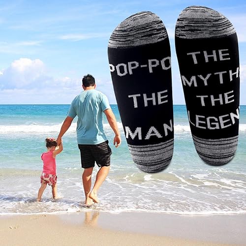 Miniatura 7 de LEVLO Pop Gift Pop-Pop the Man The Myth The Legend Calcetines para el Día del Padre para papá, abuelo, hombres, regalo de cumpleaños