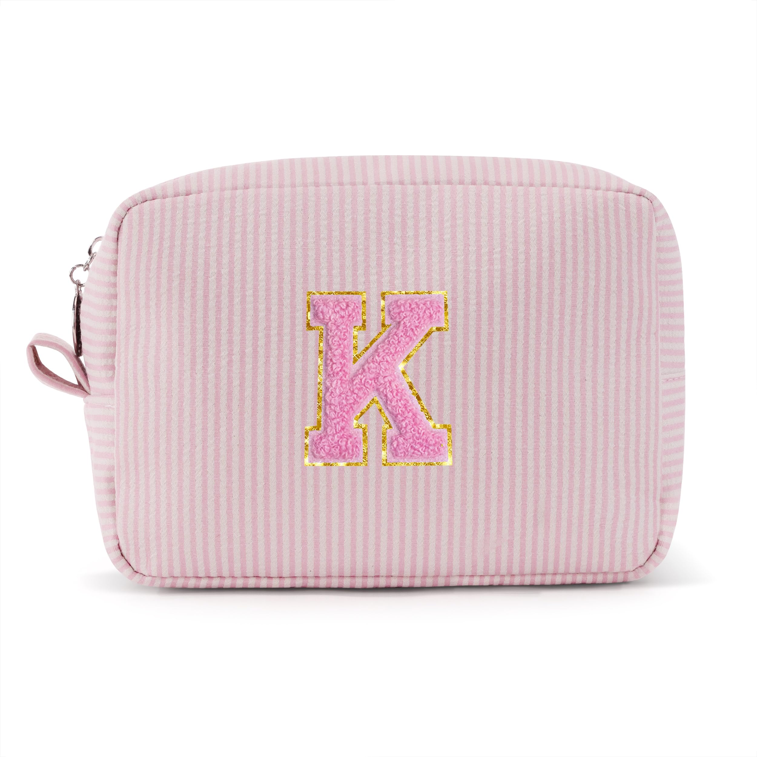 Pocmimut Makeup Bag,Initial Makeup Pouch Cosmetic Bag for Teen Girl Gifts Trendy Stuff - Christmas Gifts Birthday Gifts 18th Gift,K