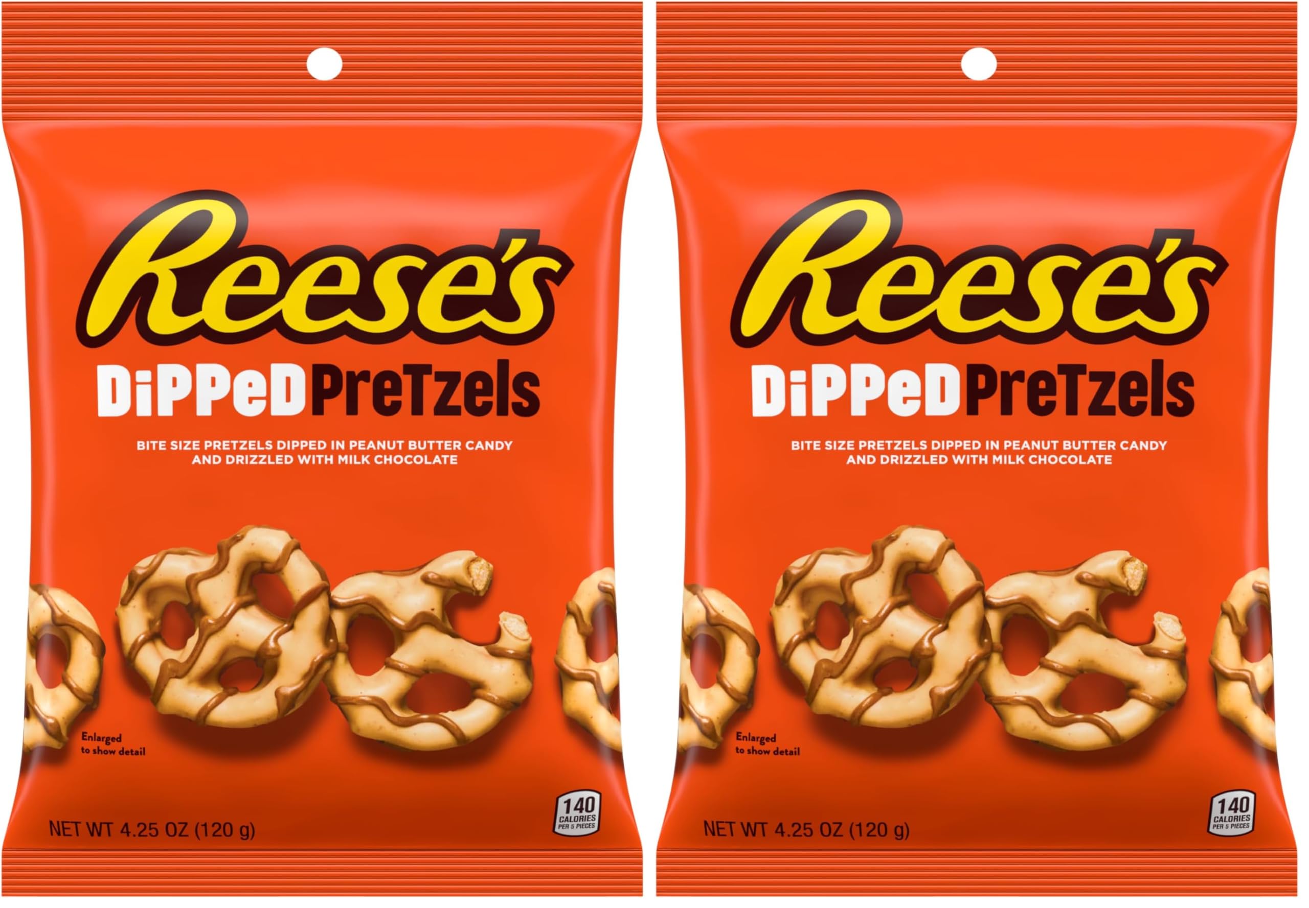 REESE'S Dipped Pretzels Peanut Butter Pouch, 120gm (Pack of 2)