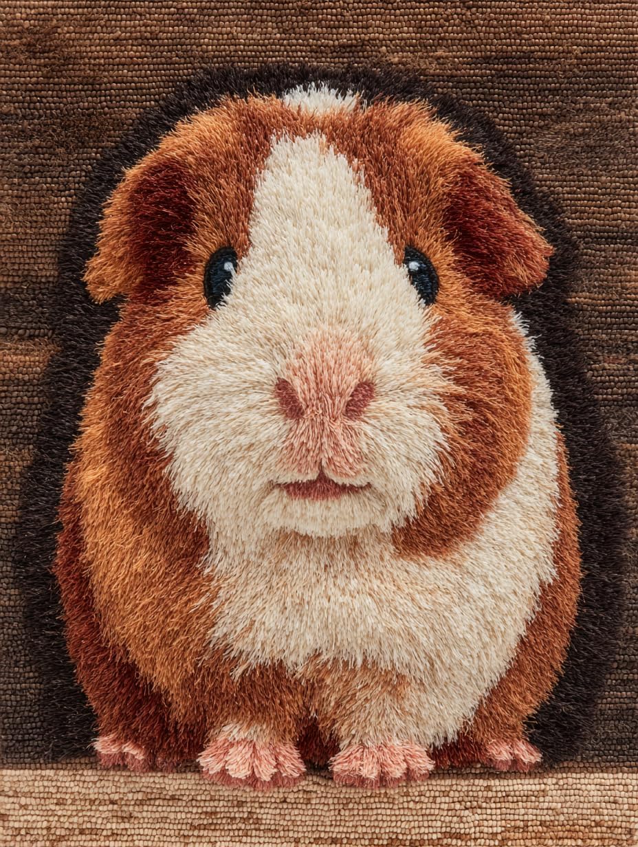 DIY Latch Hook Rug Kit Cute Guinea Pig Easy for Beginners Crochet Yarn Hook and Latch Tapestry Mat Cushion Craft Set for Home Decor 38x52cm