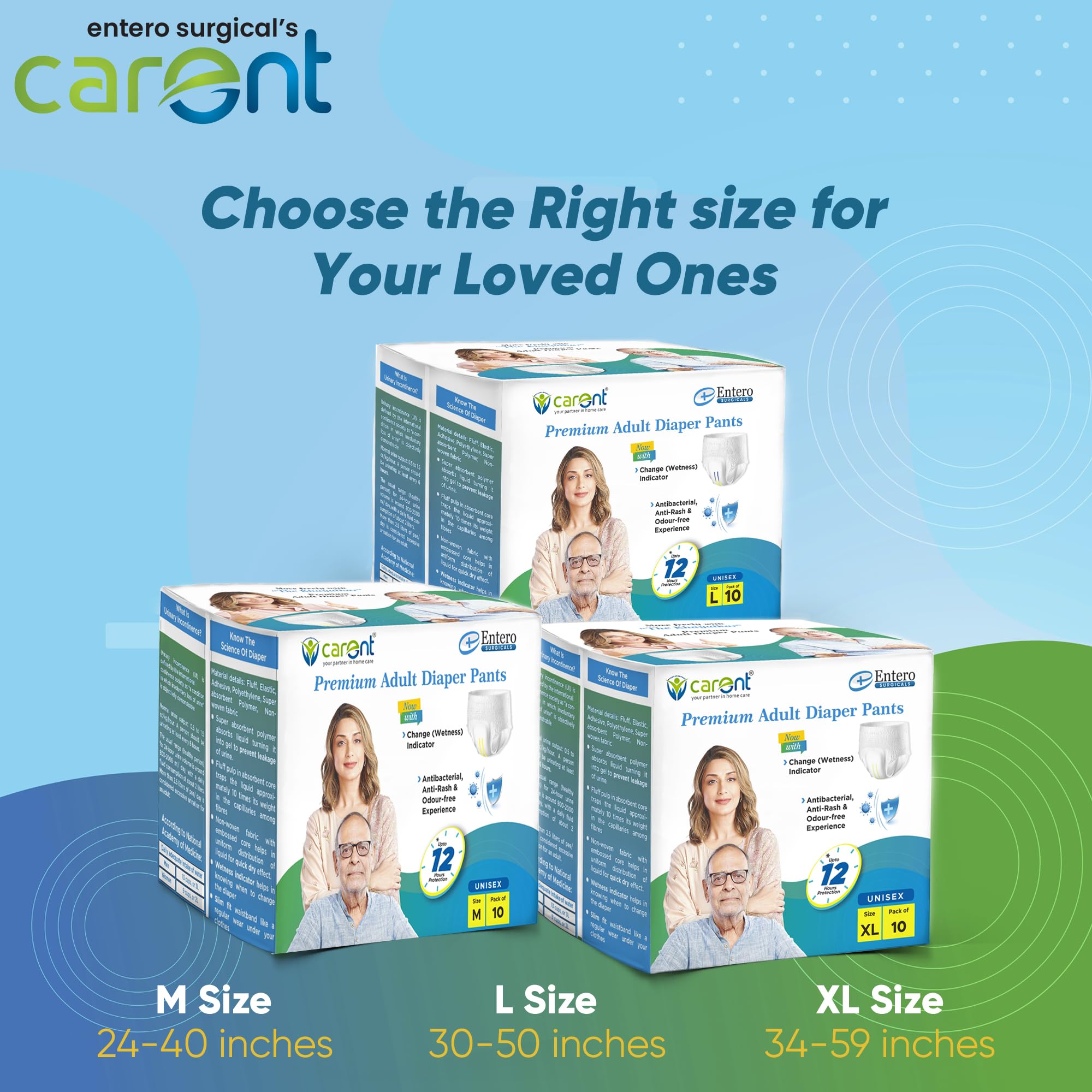 Carent Premium Adult Diaper Pants | Anti Bacterial & Rash Free Unisex Diaper with Wetness Indicator & Odour Control | 12 hr. Leakage-Protection Adult Diaper Large Size, 10 Pcs Each, Pack of 1 3