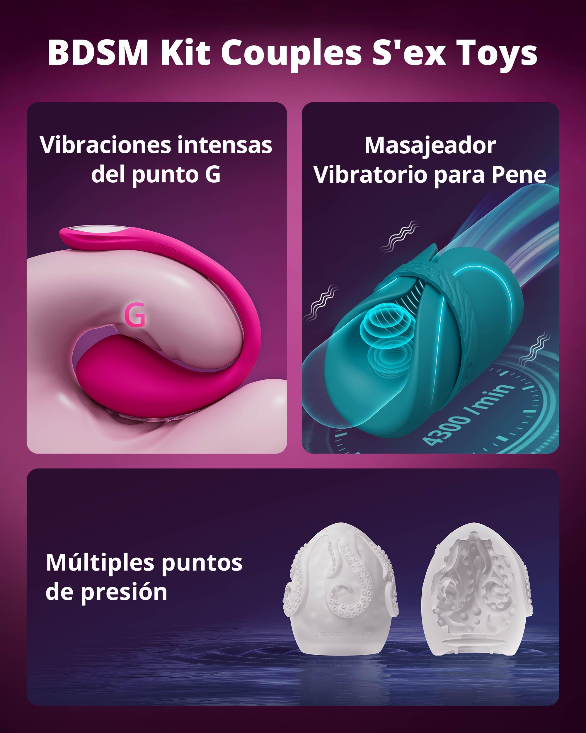 LOVENSE Lover Set Juguetes Sexuales para Parejas, Kit Vibrador App – Lush 4 Vibrador de Punto G Wearable, Gush 2 Masturbador Masculino y Accesorios, Set BDSM, Regalo para hombres, mujeres y parejas