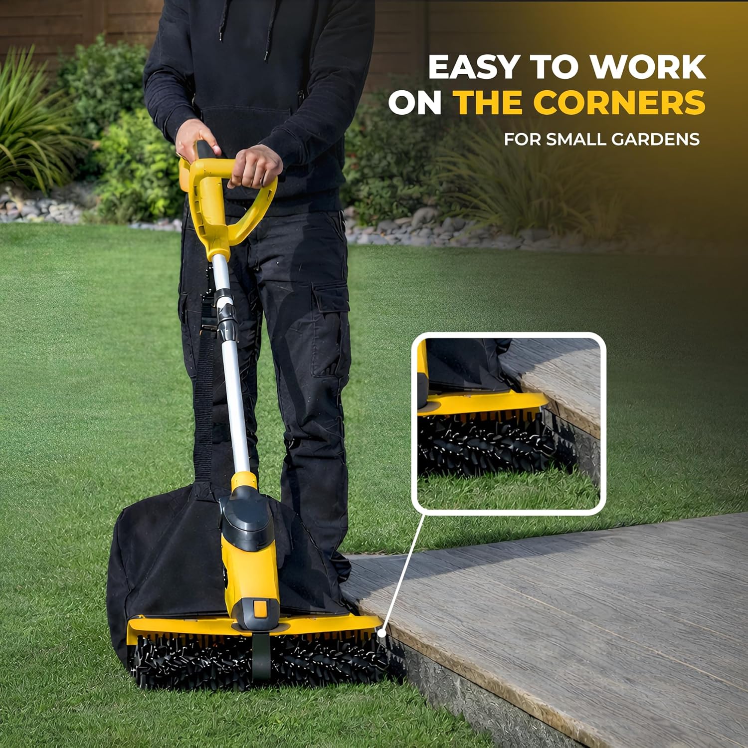 Electric Artificial Turf Sweeper Handheld Power Broom 17” Artificial Grass Sweeper with 30L Bag and Adjustable Handle Lightweight Turf Cleaner Machine