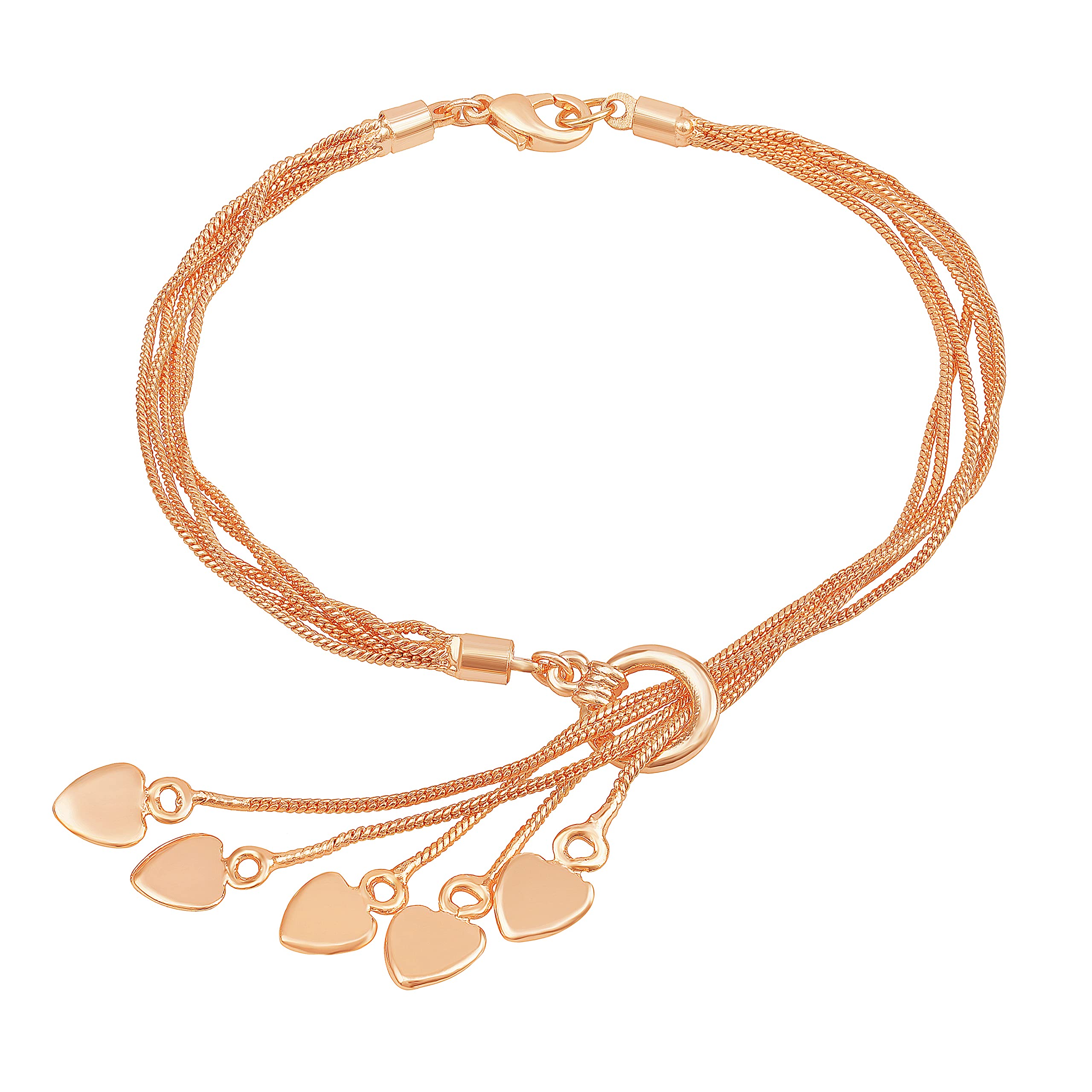 Mahi Valentine Special Layered Chain Heart Charm Rosegold Plated Bracelet for Girls (BR1100487Z) (B09S5PBMBS) Amazon Price History, Amazon Price Tracker