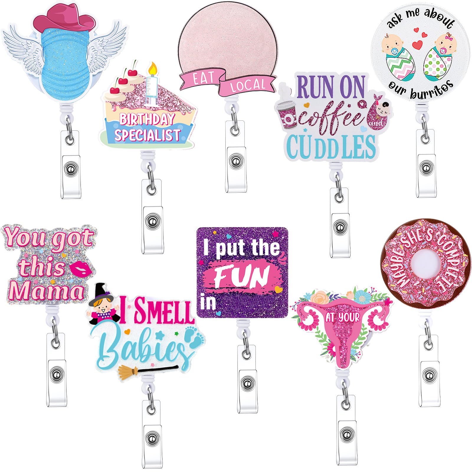 Ultrasound Sonographer Badge Reel - Sparkle Glitter Retractable ID Holder With 24 Inch Cord