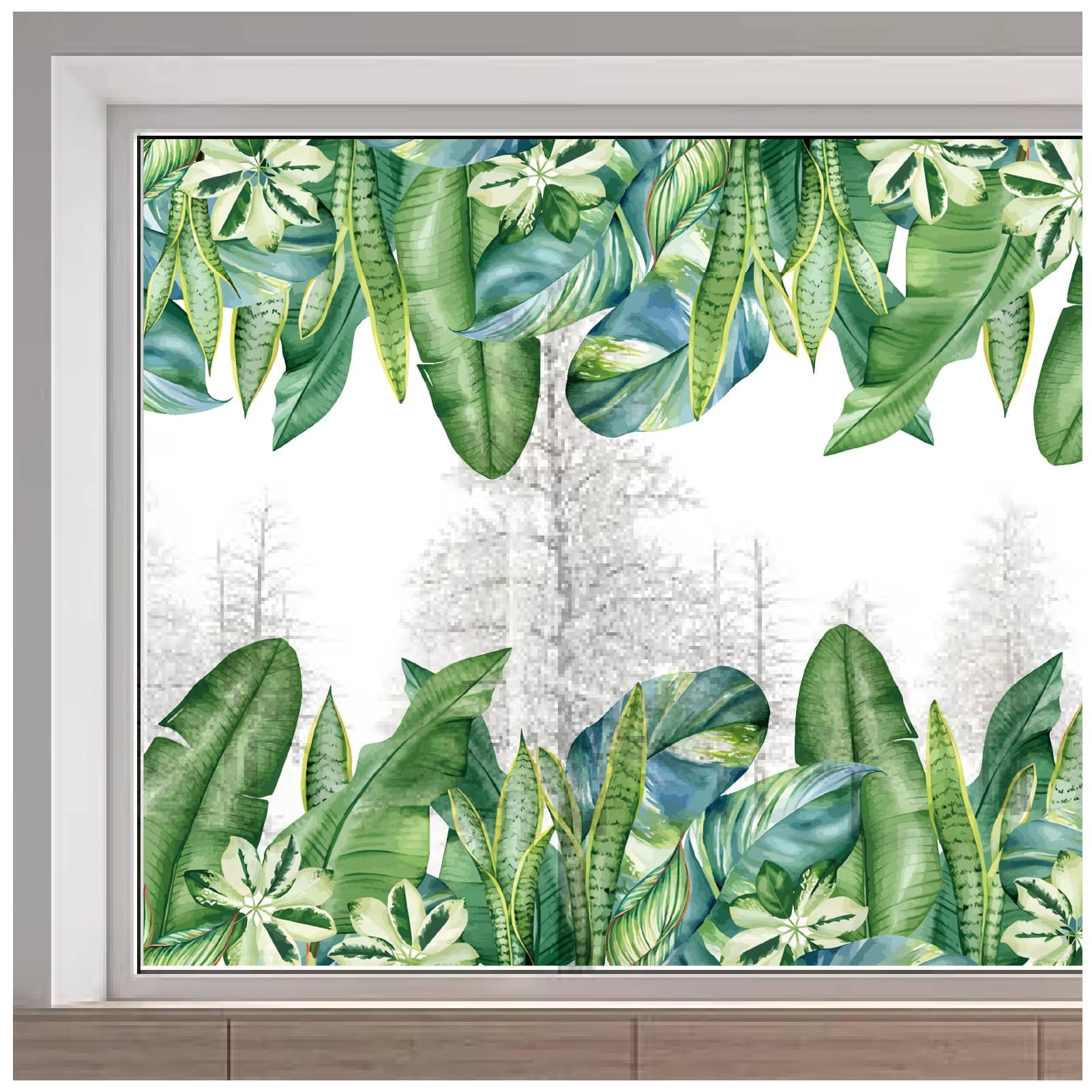Colourful Tree Window Sticker Leaf Window Decoration GORGECRAFT Tropical Leaf Window Decals - 15x46 ...