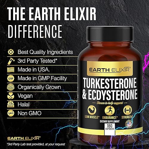 Miniatura 7 de Turkesterone y Ecdysterone - Apoyo natural de testosterona, suplemento de turkesterona de alta potencia 2 en 1 para hombres y mujeres con 95% de