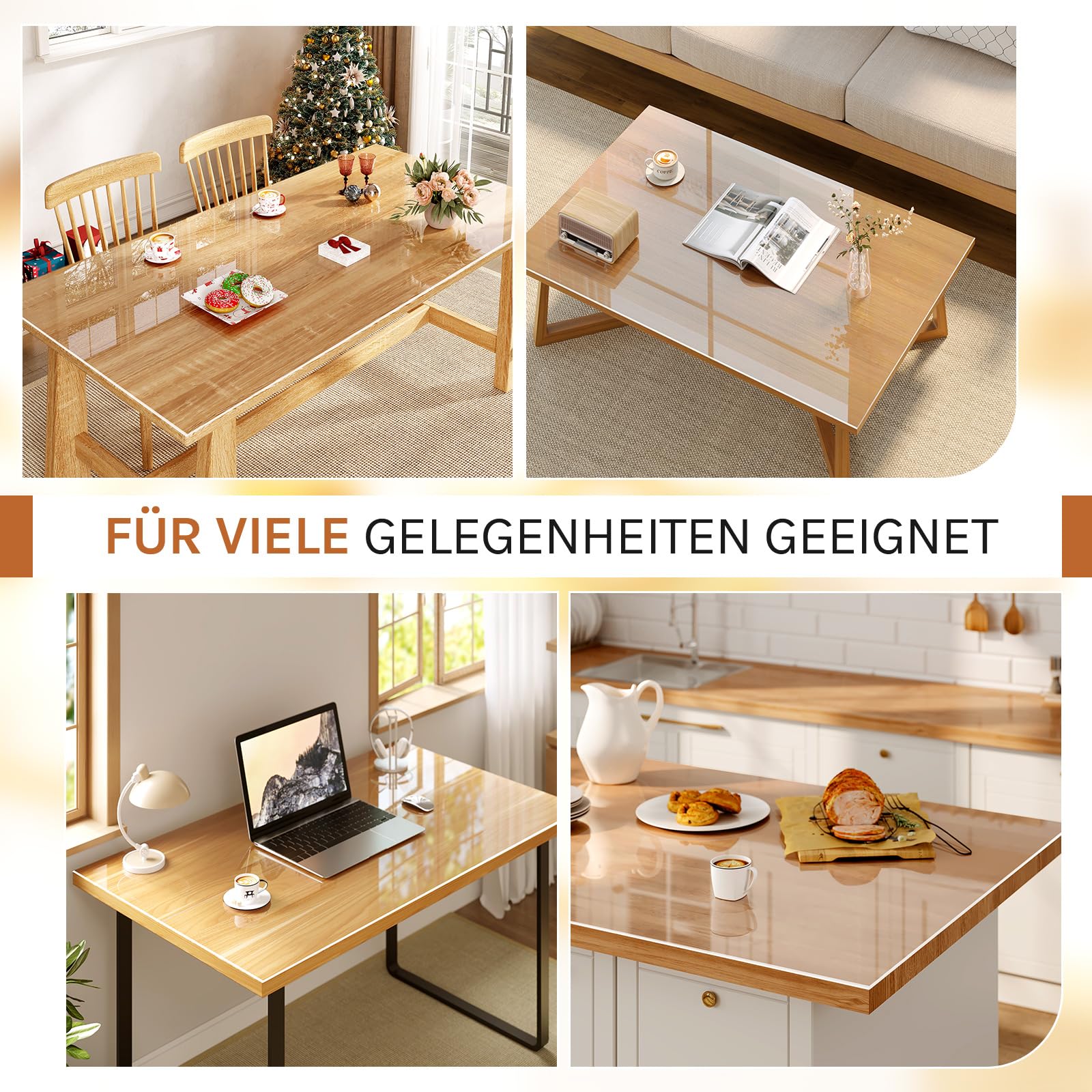 WOLTU Mantel Transparente PVC Impermeable, Protector de Mesa, 100x200 cm | Mantel impermeable de plástico rectangular, ideal para comedor y oficina