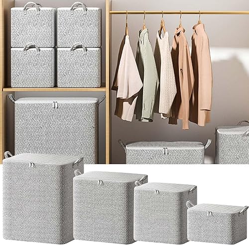 SpuunaW Contenedores de almacenamiento apilables Caja organizadora de armario con cremallera no tejida, cesta móvil para viajes, bolsa de