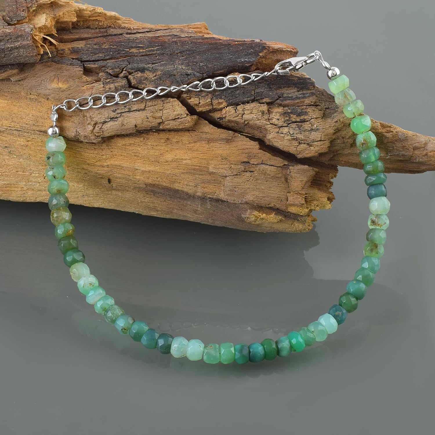 3-4MM Chrysoprase Bracelet – Natural Gemstone Beads Bracelet – Handmade 925 Sterling Silver Jewelry – Birthday Gift for Her - Image 5