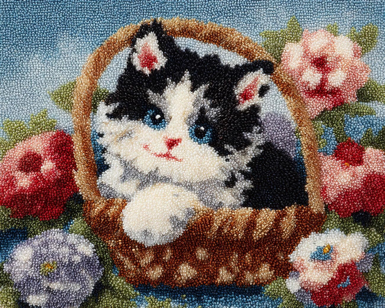 AMBATTERY Latch Hook Kits Carpet Cartoon Cat 60x90cm