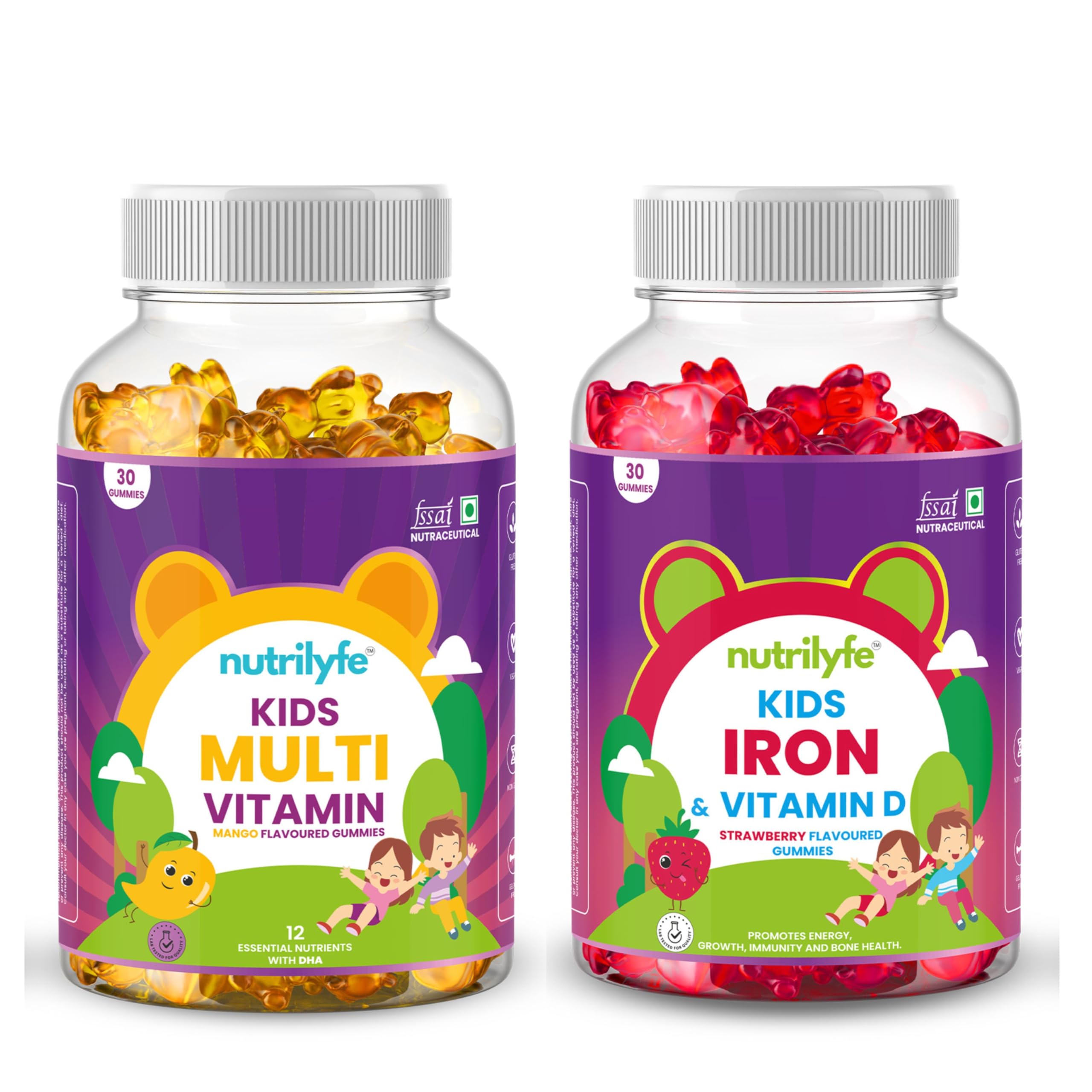 Nutrilyfe Kids Multivitamin and Iron & Vitamin D Gummies Combo Pack for Kids | Supports Brain Development & Bone Health | 12 Essential Nutrients for Childrens Overall Health - 60 Gummies (B0CWRVNKZ3) Amazon Price History, Amazon Price Tracker