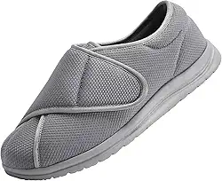 Tênis masculino largo ajustável de para idosos, edema diabético, pés inchados, sola antiderrapante e leve