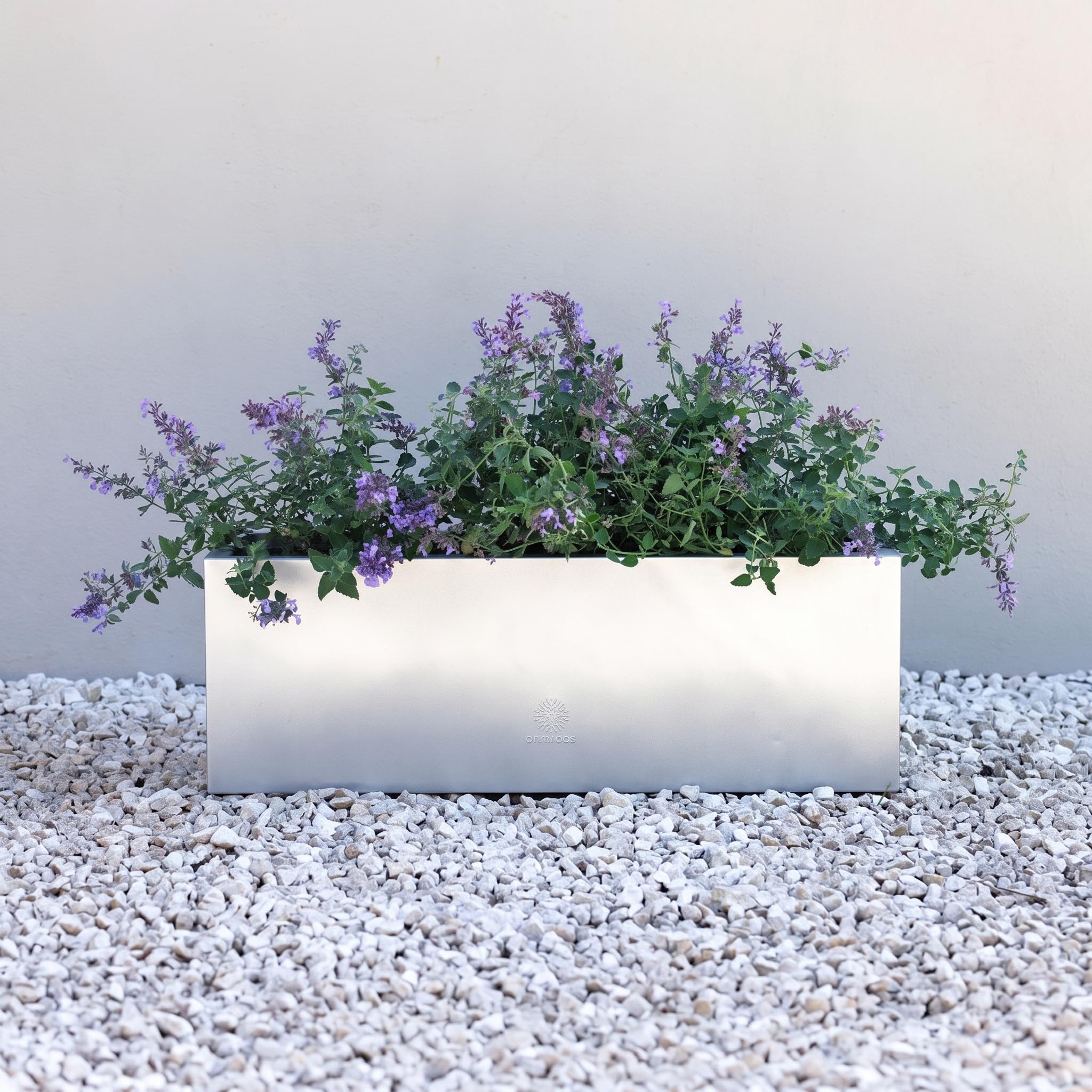 Primrose Silver Zinc Galvanised Planter Rectangular Outdoor Trough Planter Small 70Cm X 24Cm (27In X 9.4In)