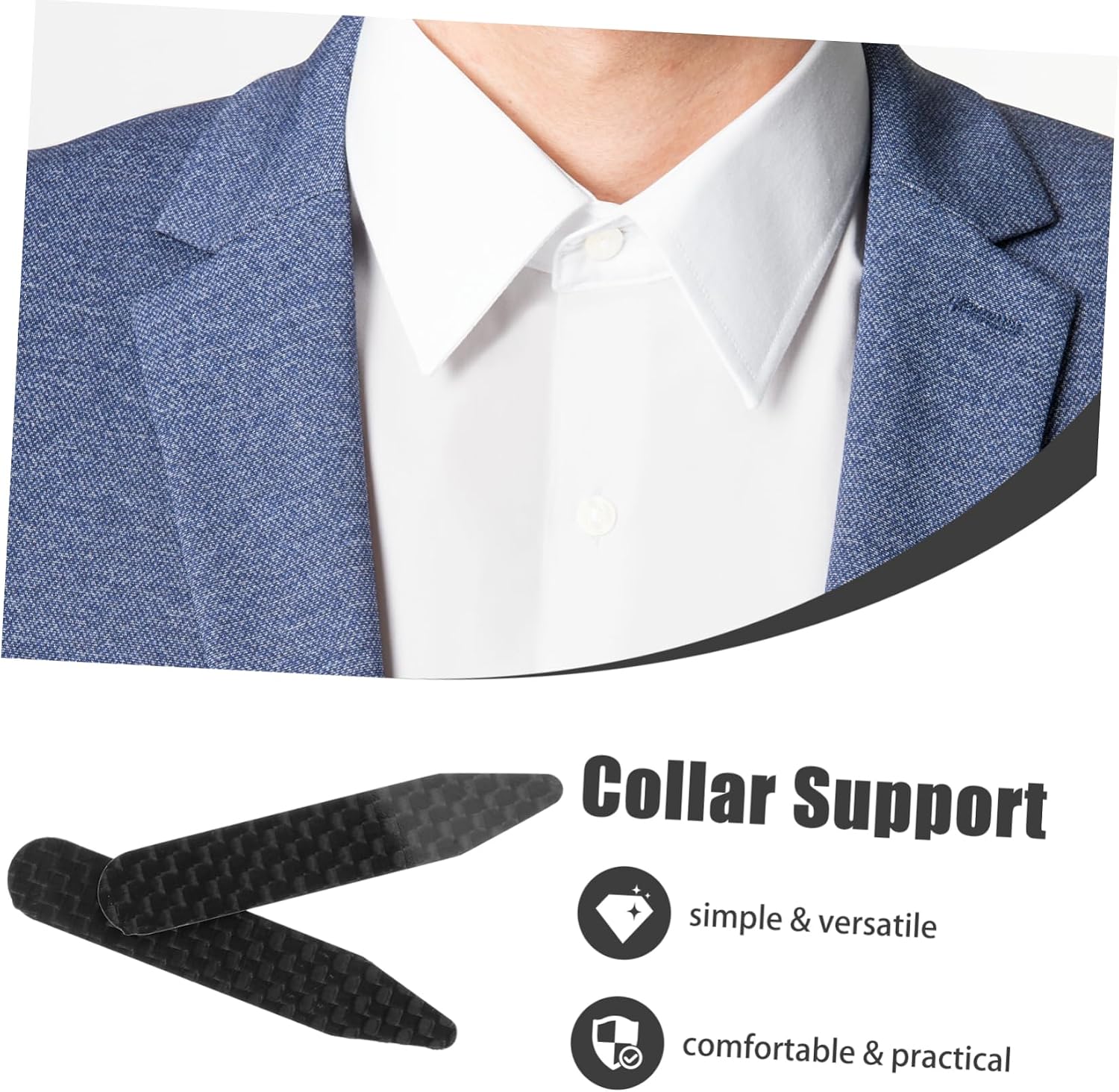 Ipetboom 2pcs Shirt Collar Supports Collars Stays for Men Formal Wear Easy to Install Warping and Comfortable Design