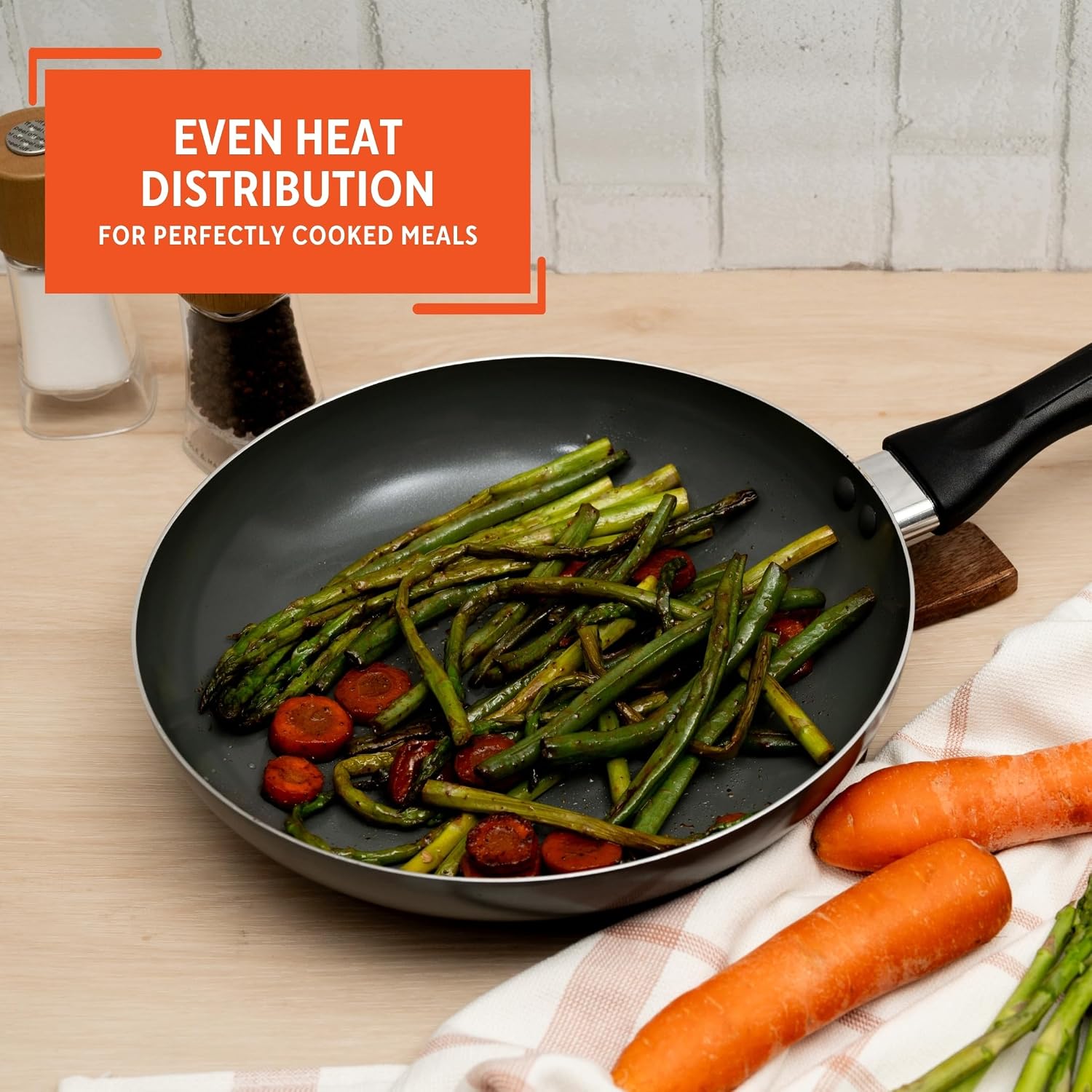 IMUSA 10 Inch Chef Cera Aluminum Gray Ceramic Fry Pan for Stir Frying