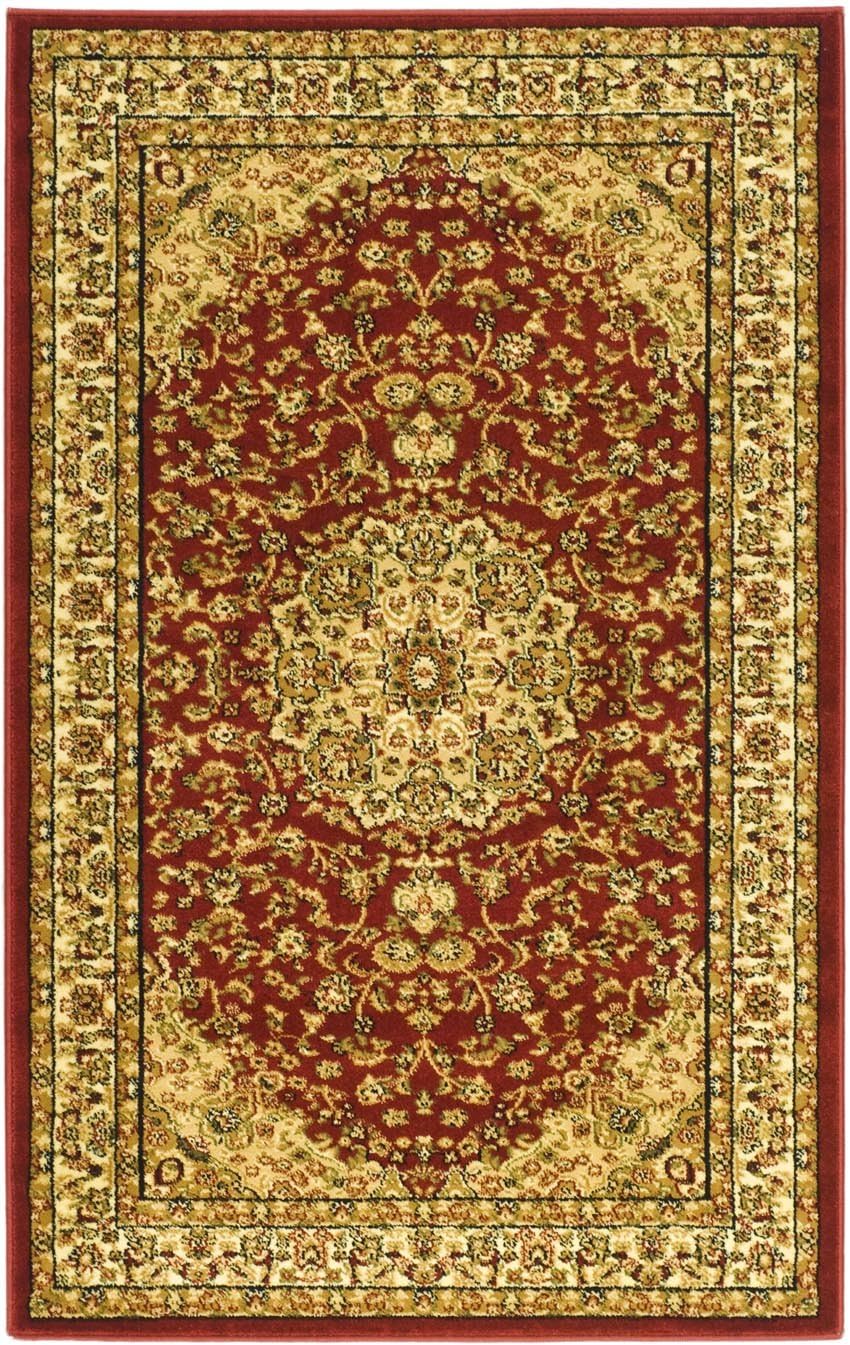 SAFAVIEH Lyndhurst Collection Accent Rug - 3'3" x 5'3", Red & Ivory, Oriental Medallion Design, Non-Shedding & Easy Care, Ideal for High Traffic Areas in Entryway, Living Room, Bedroom (LNH222B)