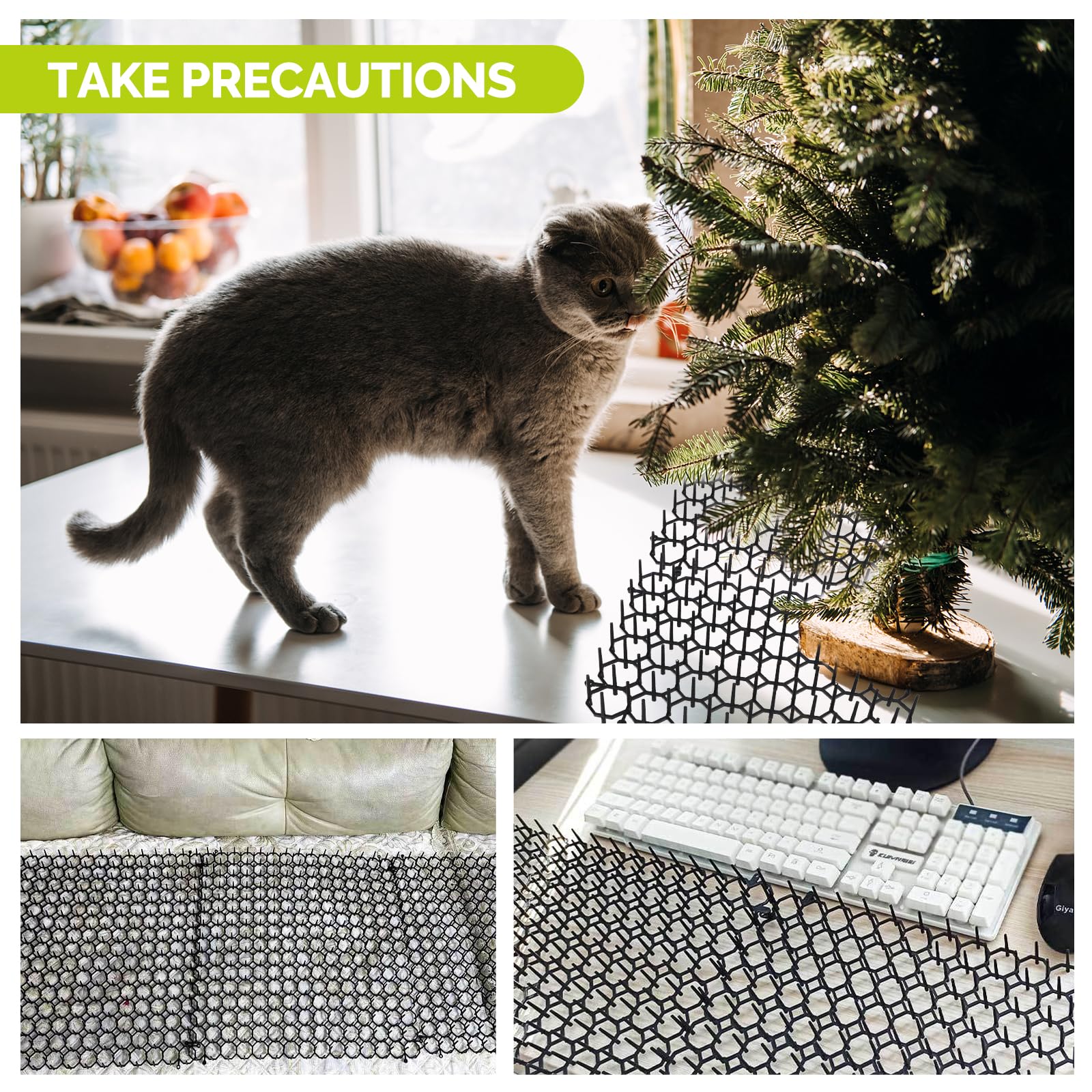 Lot 12 Tapis Anti-Chat Avec Pointes - Répulsif Chats Et Chiens Intérieur Extérieur 15x20cm
