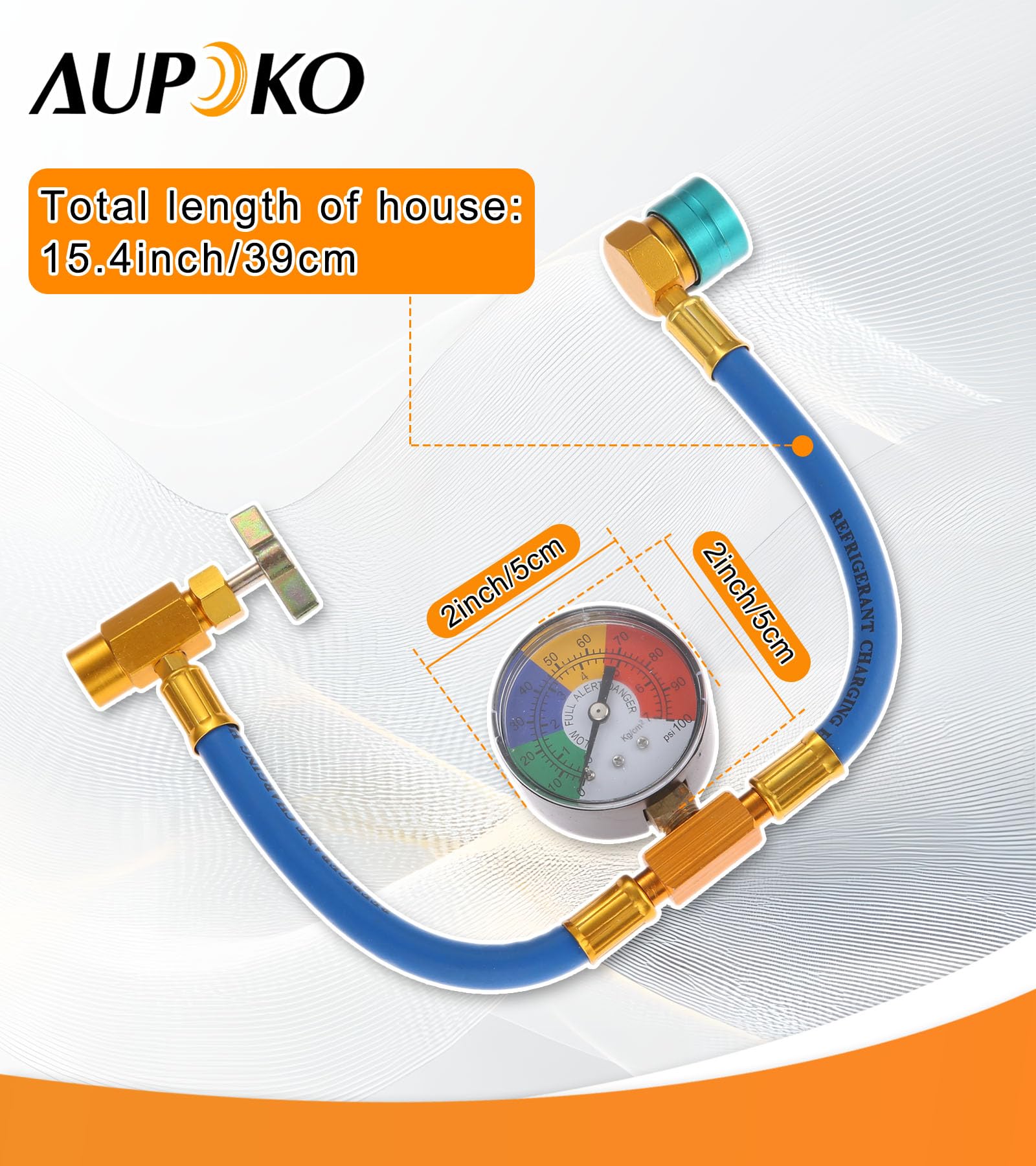 Aupoko R1234YF R1234YF - Kit per tubo di ricarica refrigerante Acme a sinistra per auto e casa A/C Refrigerant System R1234YF Low Side Quick Coupler e manometro per auto e casa A/C Refrigerant System
