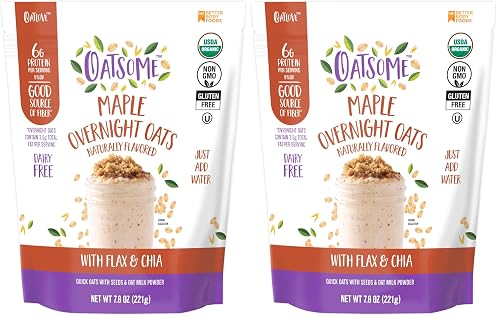 Oatsome Maple Overnight Oats with Flax and Chia, Gluten-Free Oatmeal