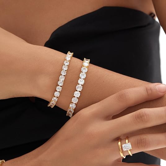 Michooyel Tennis Bracelet - Iced Out Prong-Setting Cubic Zirconia Bracelet For Men & Women, 5A CZ, 8 Inch, 4mm
