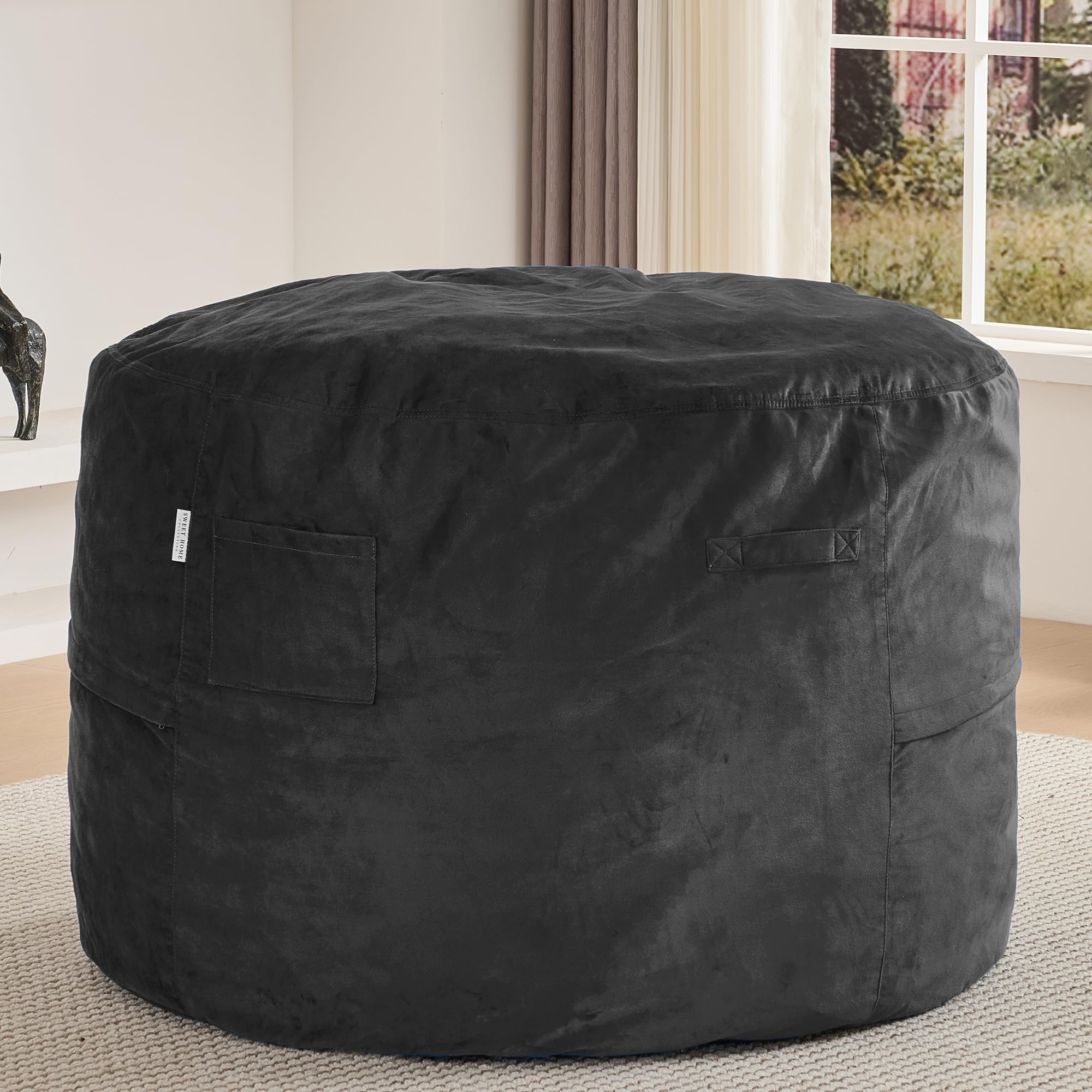 Bean Bag Chair 3ft Memory Foam Sack with Removable Velvet Cover, Ultra Soft Fabric, High Rebound Foam Filling, Portable Lazy Sofa for Adults & Teens,