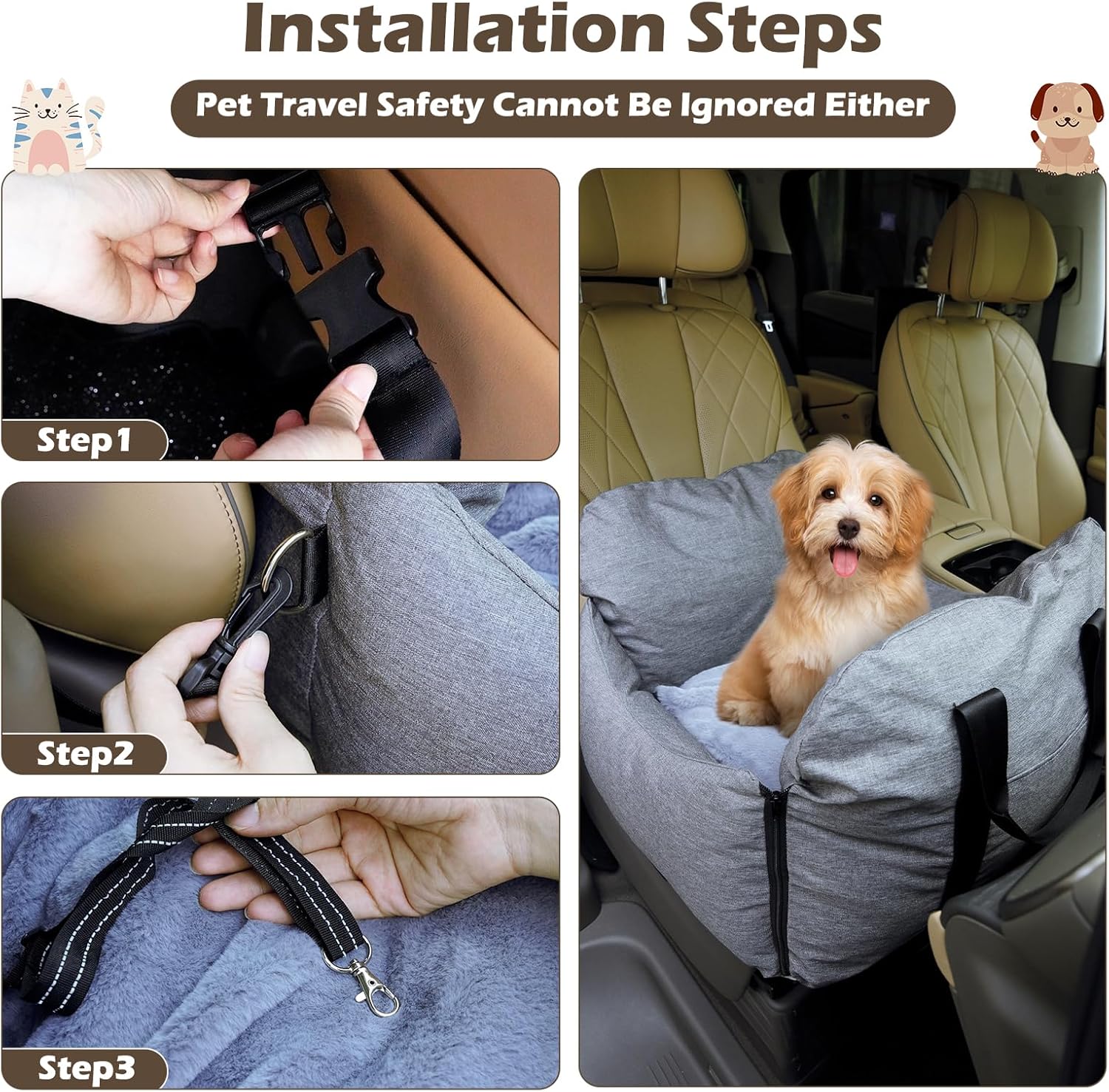 Kutyaülés részletei és tárolózsebek