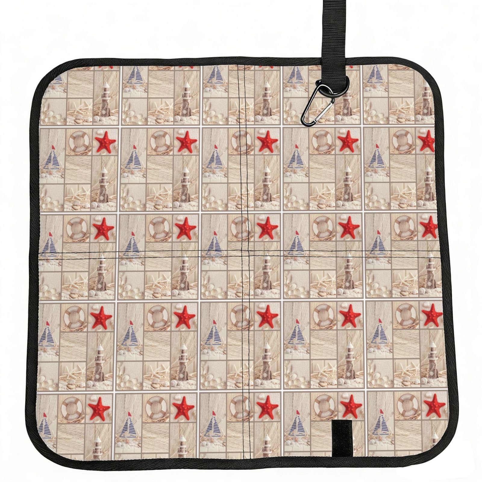 AYYQWE Boat Beach Starfish Shell Print Foldable Seat Cushion Portable Chair Pad Office Commuting Picnic Camping Outdoor