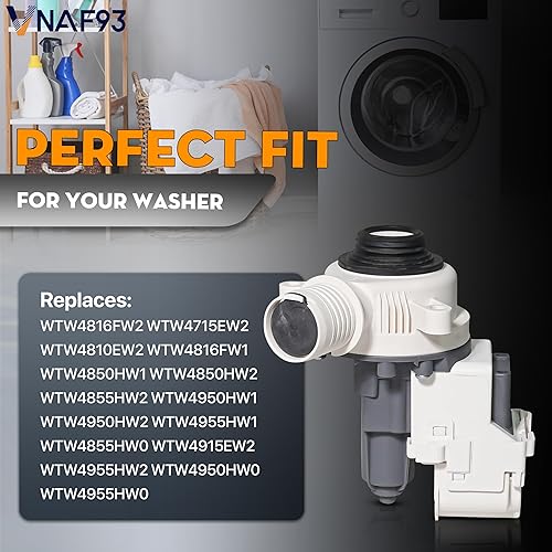 Miniatura 5 de Whirlpool WTW4816FW2 WTW4715EW2 WTW4810EW2 WTW4816FW1 WTW4850HW1 WTW4850HW2 WTW4855HW2 WTW4950HW1 WTW4950HW2 4955 horas. Bomba de drenaje de