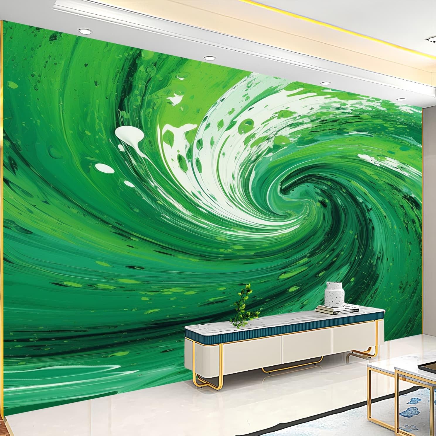 Panoramiczna tapeta 3D spiralna płyn artystyczna tapeta z włókniny fototapeta do salonu dziecięcego dekoracja sypialni zielony spersonalizowany nowoczesny plakat 250x175cm