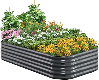 Quictent Hochbeet Metall 240x120x45cm,Wetterfestes Extragroße Pflanzenbeet,Gemüsebeet Pflanzkasten Frühbeet,100% rostfreies Hochbeete-Kit, Gartenbeet für Garten,Grau - Details ansehen