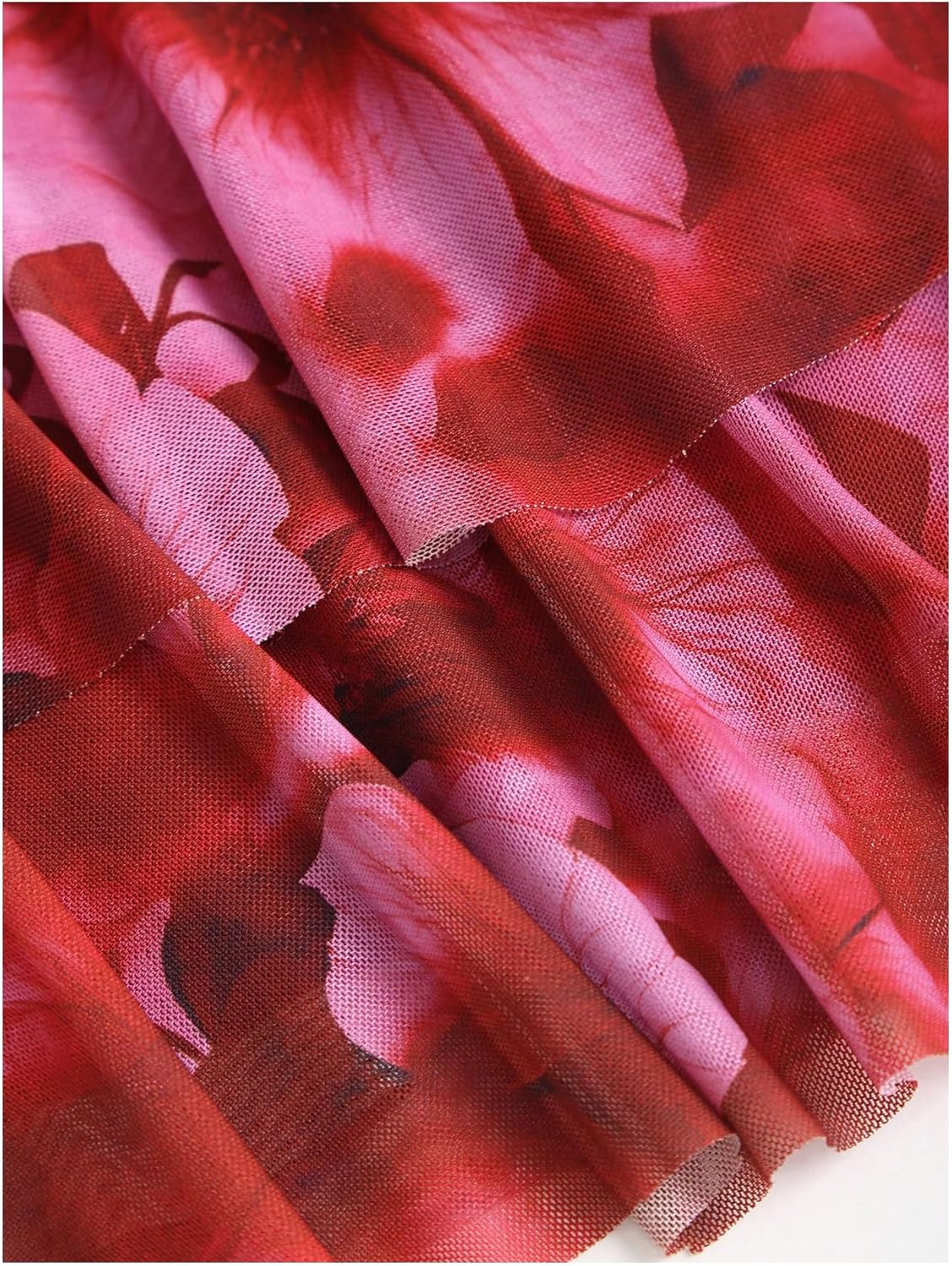 Milumia Women's Floral Mesh Ruched Halter Mini Dress Y2k Ring Linked Ruffle Layered Short Dresses - Image 5