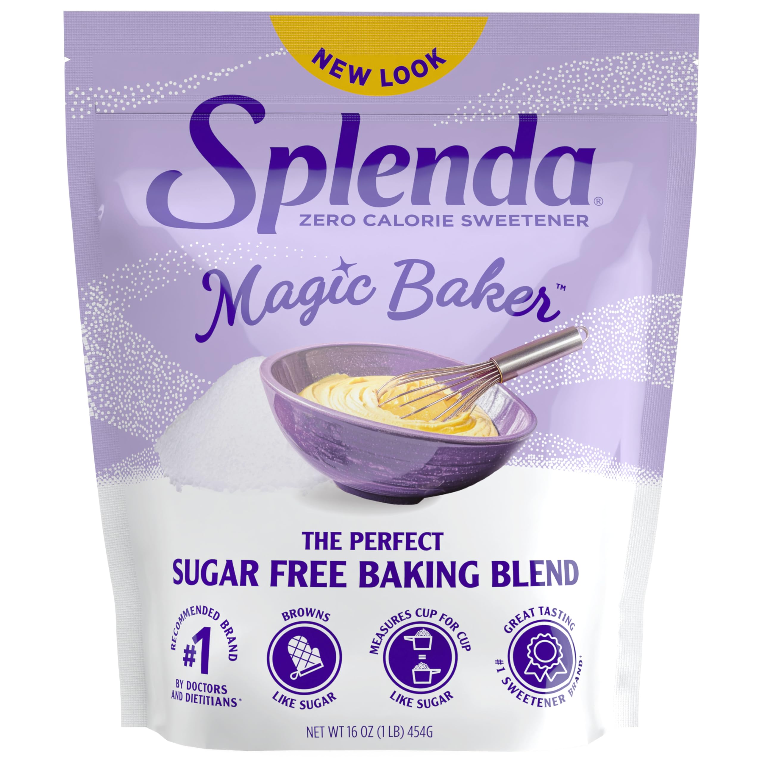 Magic Baker Zero Calorie Plant Based Granulated Baking Blend with Stevia, Erythritol and Allulose – Zero Sugar, Keto Friendly, 1lb (16 oz) Pouch (Pack of 1), White