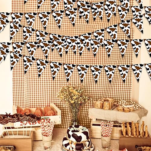 Miniatura 9 de Pancarta de fiesta de vaquero occidental para decoración de fiesta de vaquero occidental, banderines de vaca azul, banderines con tema del salvaje