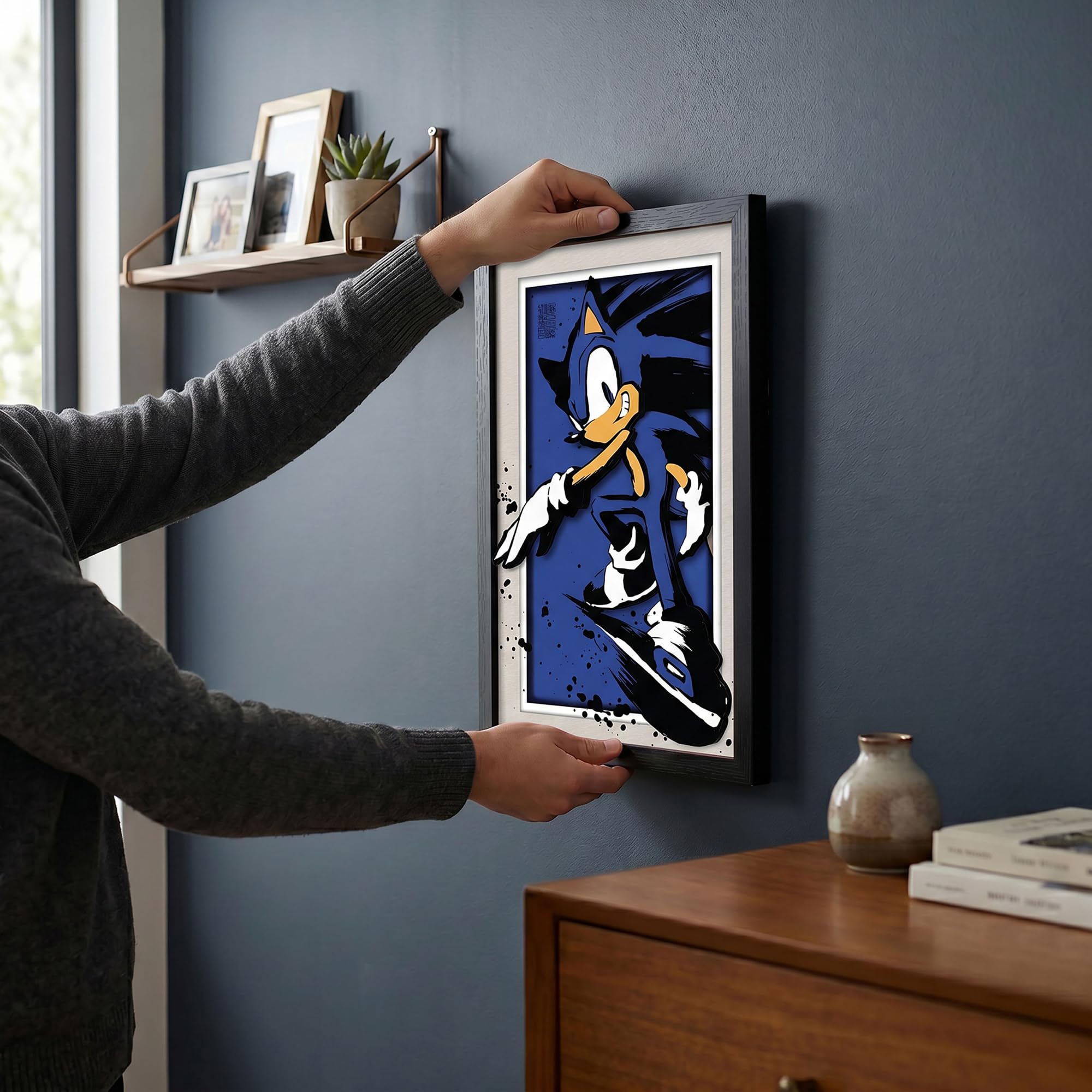 Pyramid America Sonic The Hedgehog – Poster Sonic le Hérisson bleu – Décoration murale encadrée – Décoration murale pour chambre de garçons et de garçons – 27,9 x 43,2 cm