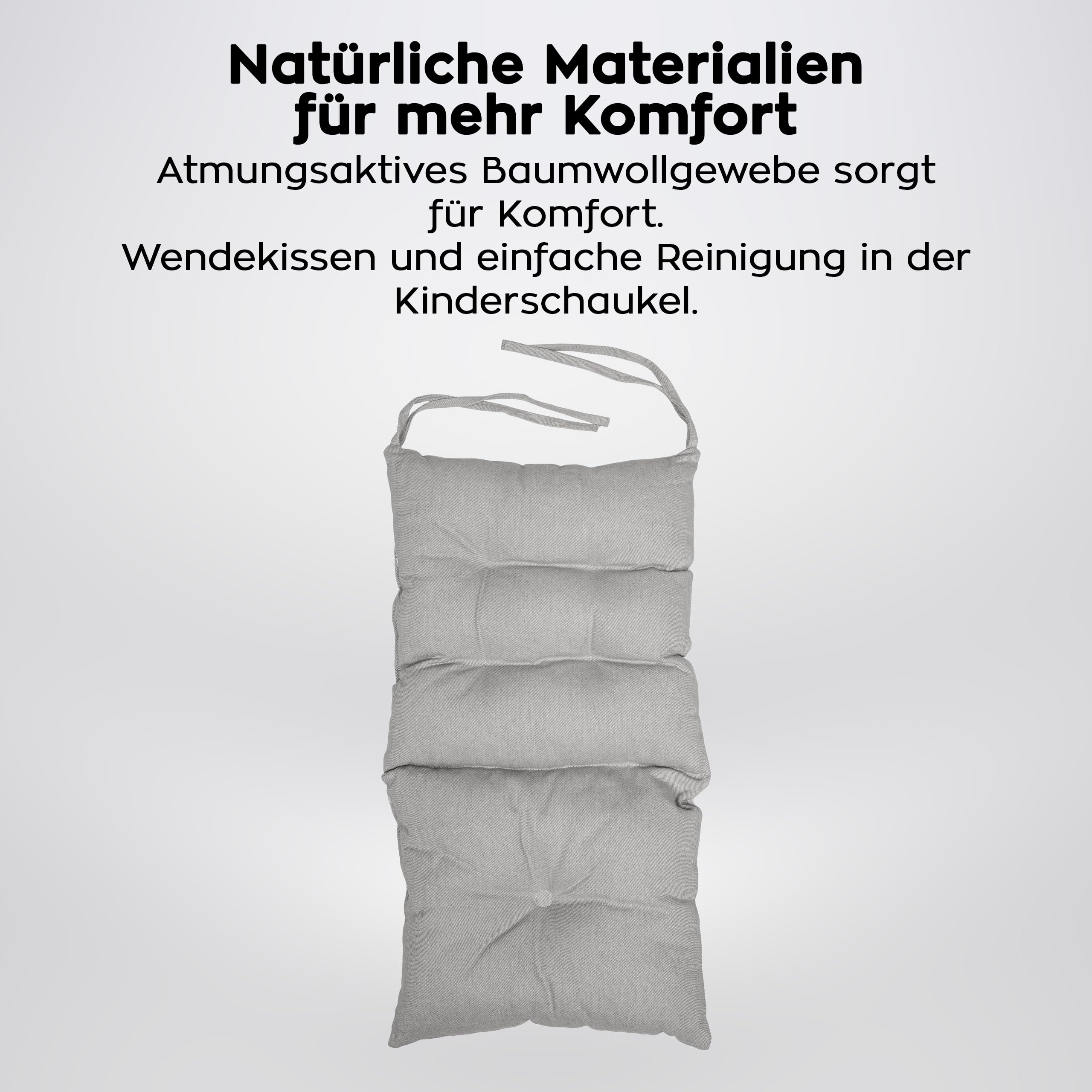 Tulano Hop 40 3in1 Babyschaukel – Mitwachsend durch Sitz - 6–36 Monate | und Liegefunktion - 5-Punkt Sicherheitsgurt - Wendekissen - Ideal für Zuhause und draußen - Belastbar bis 36 kg - Grau