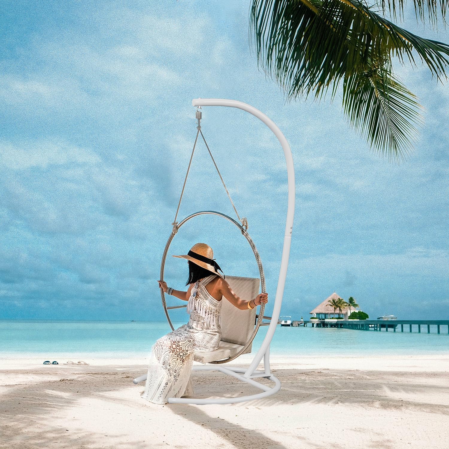 Hammock Stand Only Hammock Chair Stand Only Hanging Chair Stand Only Swing Stand Frame Outdoor Indoor Egg Chair Stand Only C Stand for Hanging Chair Swing Porch Heavy Duty (White) 6 81bs3JSkCjL. AC SL1500