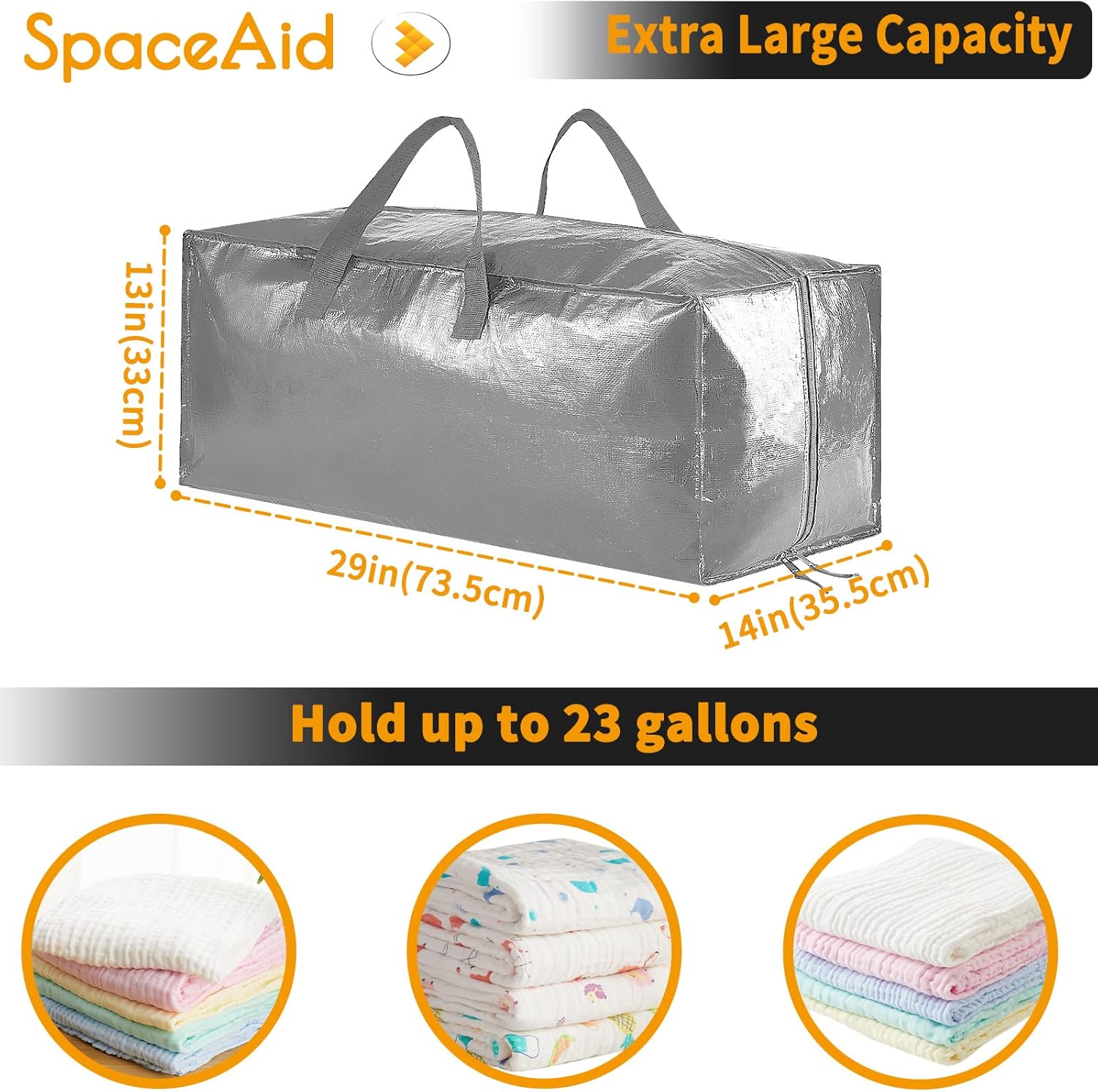 spaceaid heavy duty moving bags, extra large storage totes w/backpack straps strong handles & zippers, alternative to moving boxes, packing & moving supplies, gley (8 pack) 8 pack grey