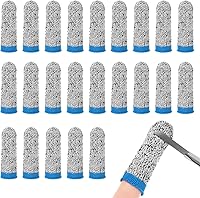 MMETERXITY 24-Pack Cut-Resistant HPPE Finger Cots - Reusable Thumb Guards for Kitchen, Garden, Crafts & Sculpture | 2.8" Grey Blue