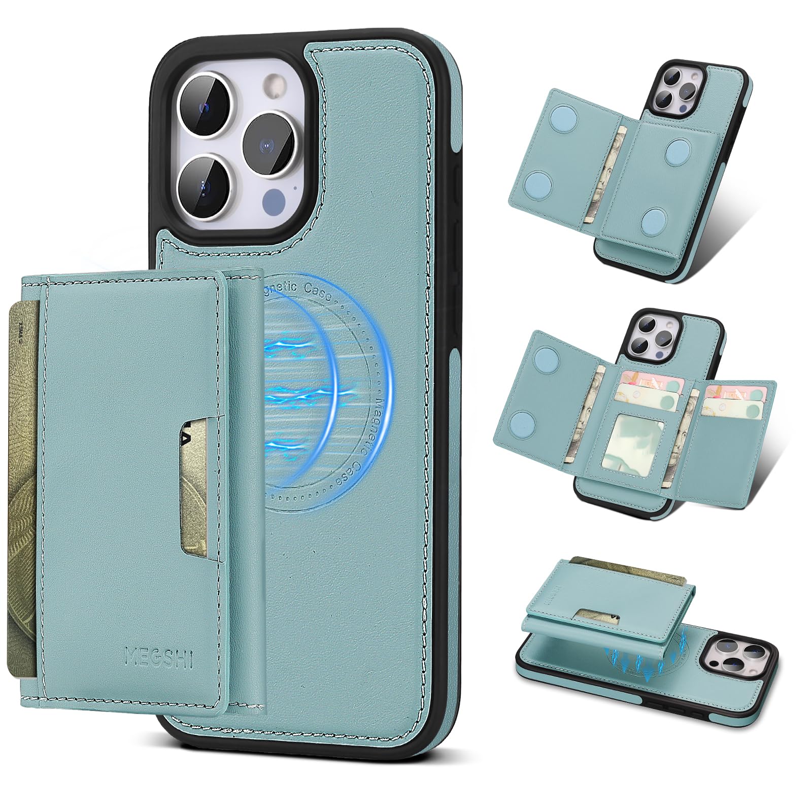 Godzoen for iPhone 14 pro max Wallet Case, 2-in-1 Detachable Phone Case, Card Holder RFID Blocking, Fashionable Faux Leather Card Slot & Folding