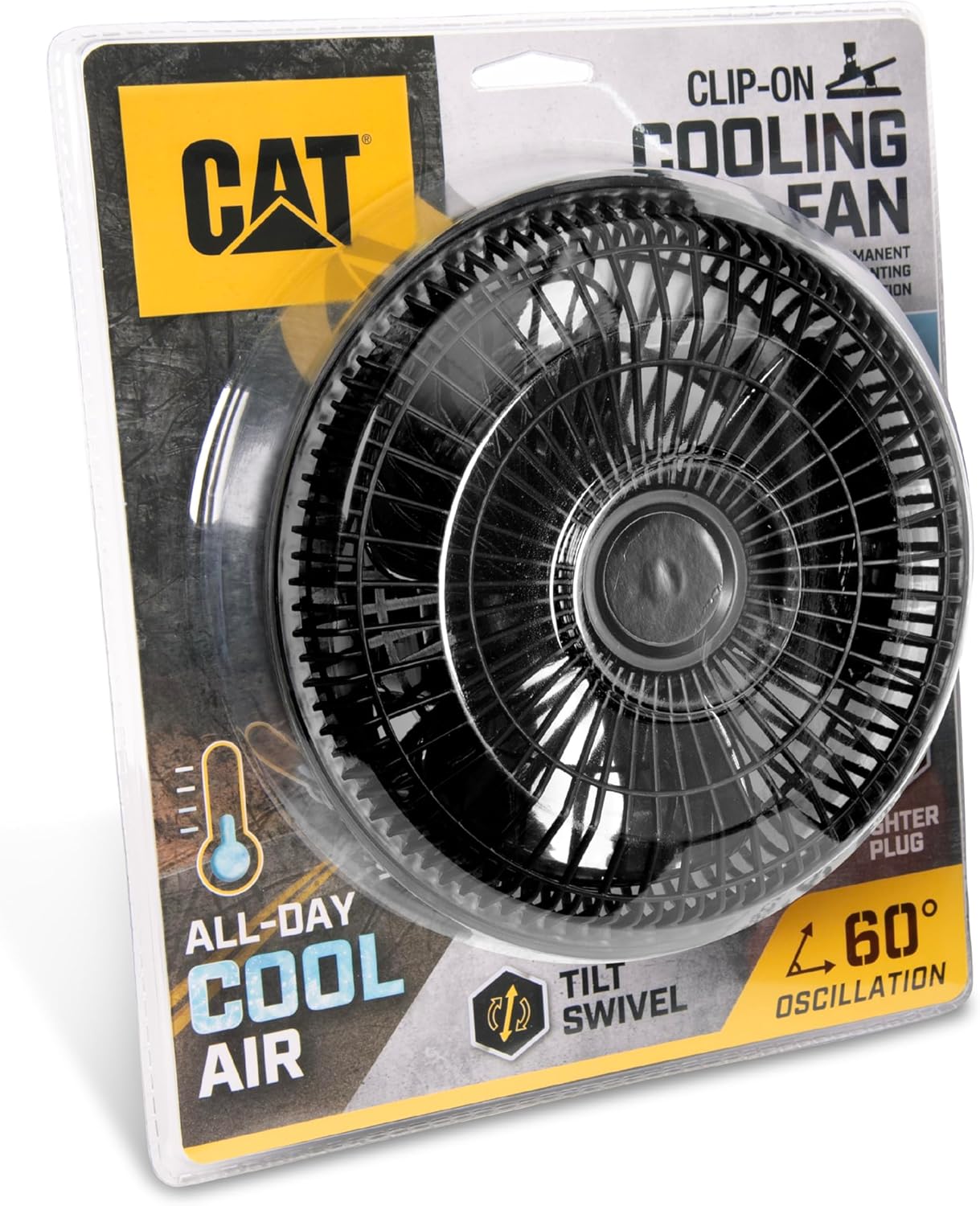 Cat® Clip-On Car Fan with Oscillating Design, 12V Portable Fan for Car with Quick Cooling Comfort, Ideal for Most Car Truck Van SUV with No AC