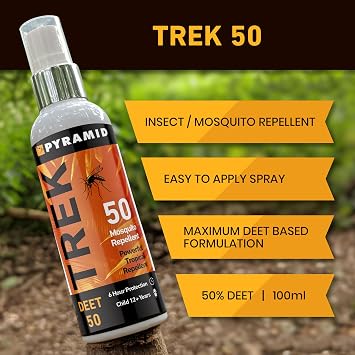 Pyramid Trek 50 Mosquito & Insect Repellent 50% DEET 6 Hr Protection 100ml