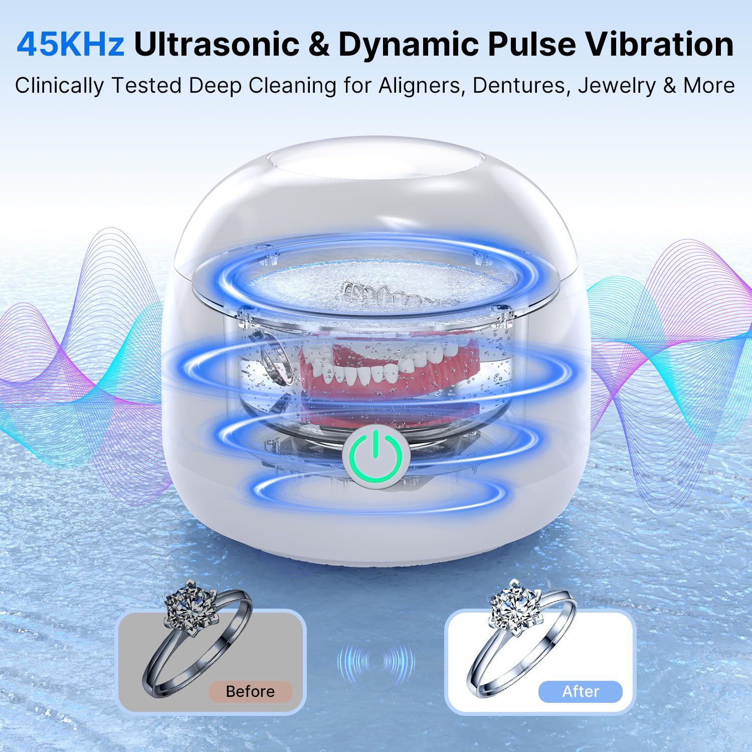 ITSHINY Nettoyeur Ultrasons 45000Hz 200ml Lampe UV 25W Ultrasonic Cleaner