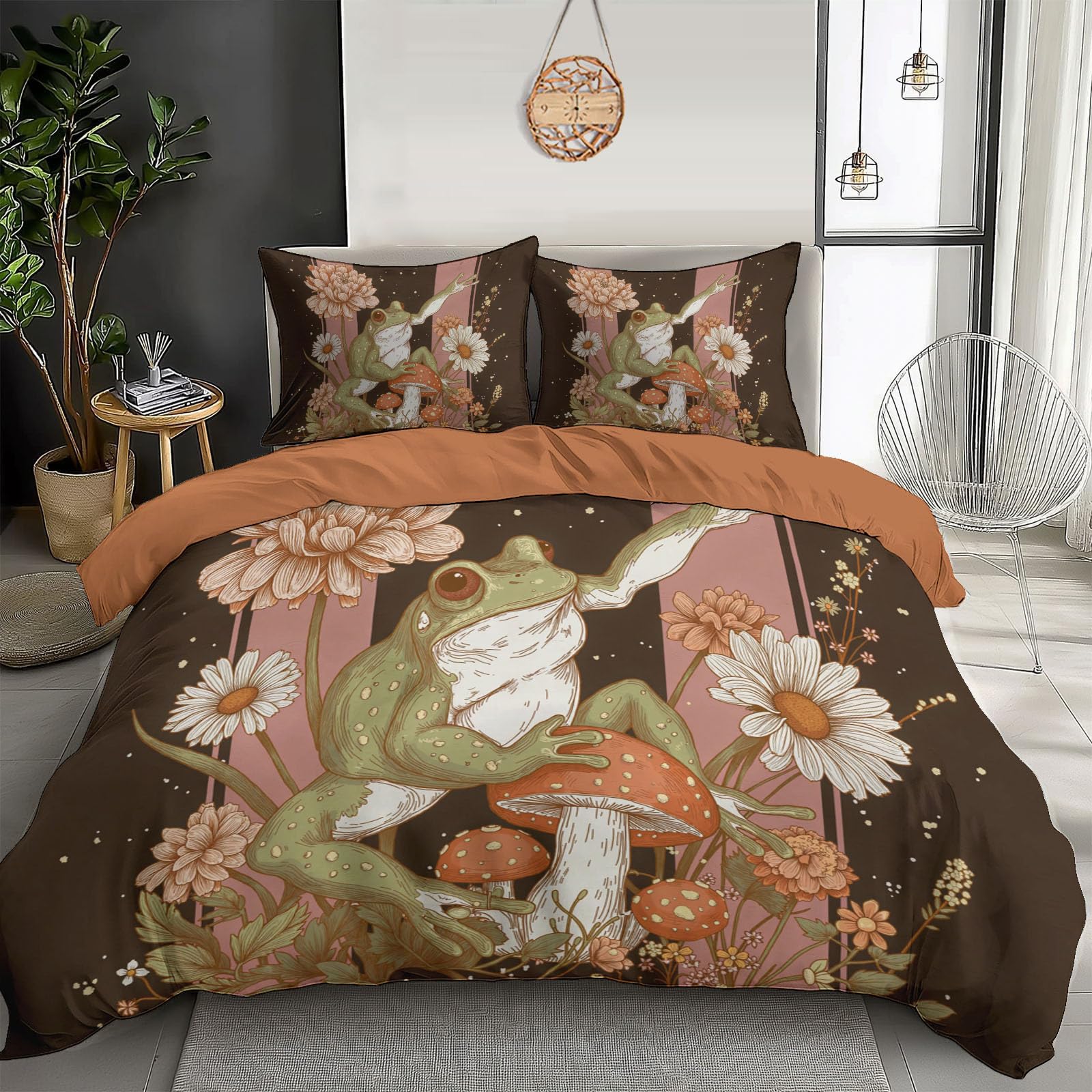 Housse de couette animal rose et vert 140x200cm avec fermeture éclair