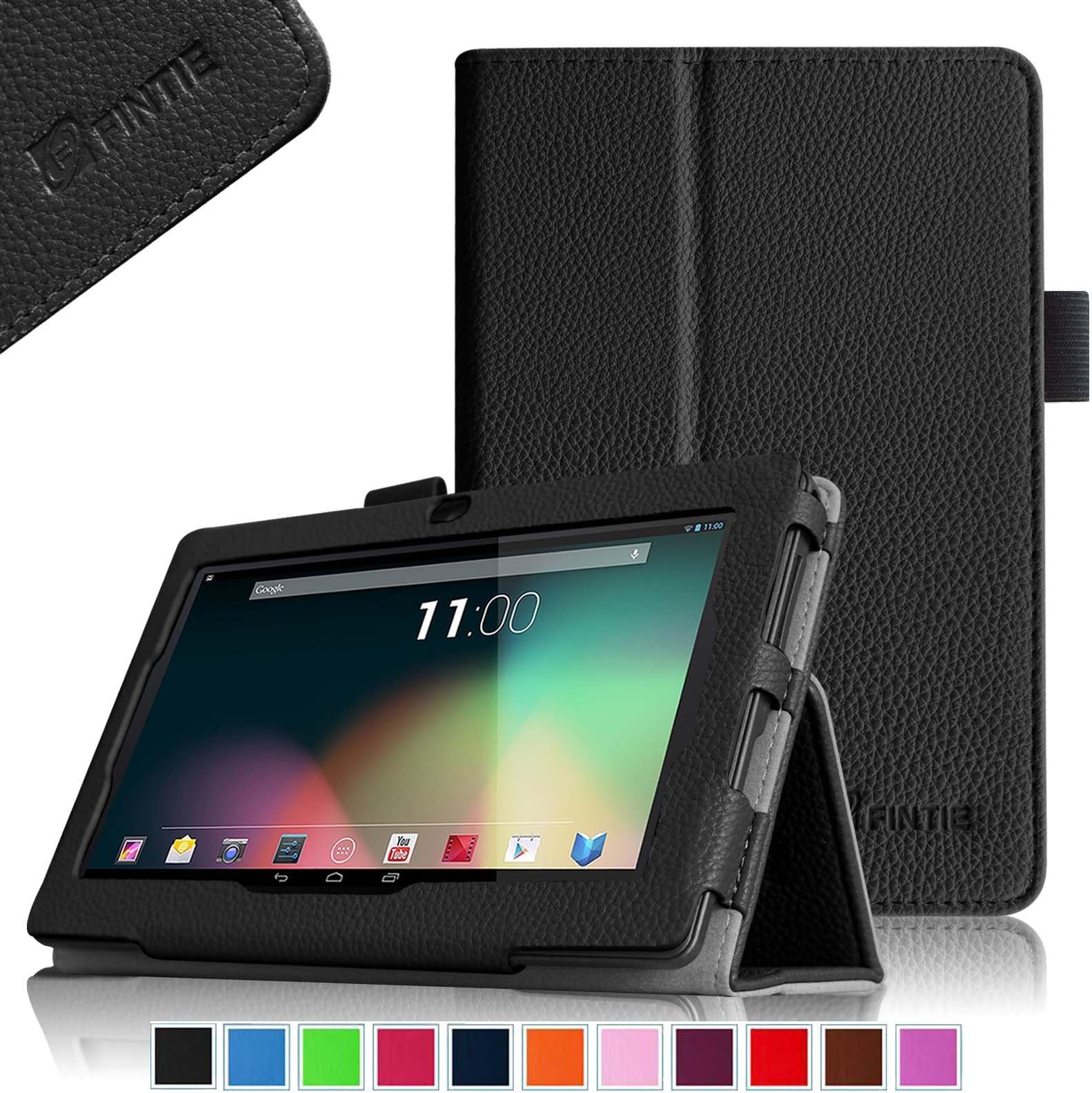 Fintie Folio Case for Alldaymall A88X / A88S / A88 7-inch Quad Core Google Android 4.4 KitKat Tablet, Premium PU Leather Standing Cover with Stylus Loop (Alldaymall A88/A88X/A88S 7, Black)