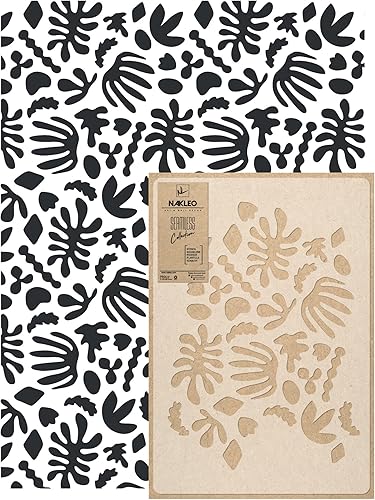 NAKLEO Plantilla de pared de plástico reutilizable  23.2 x 37.4 in  23 x 37 pulgadas  Flores Matisse Abstracto Moderno  Patrón de papel pintado