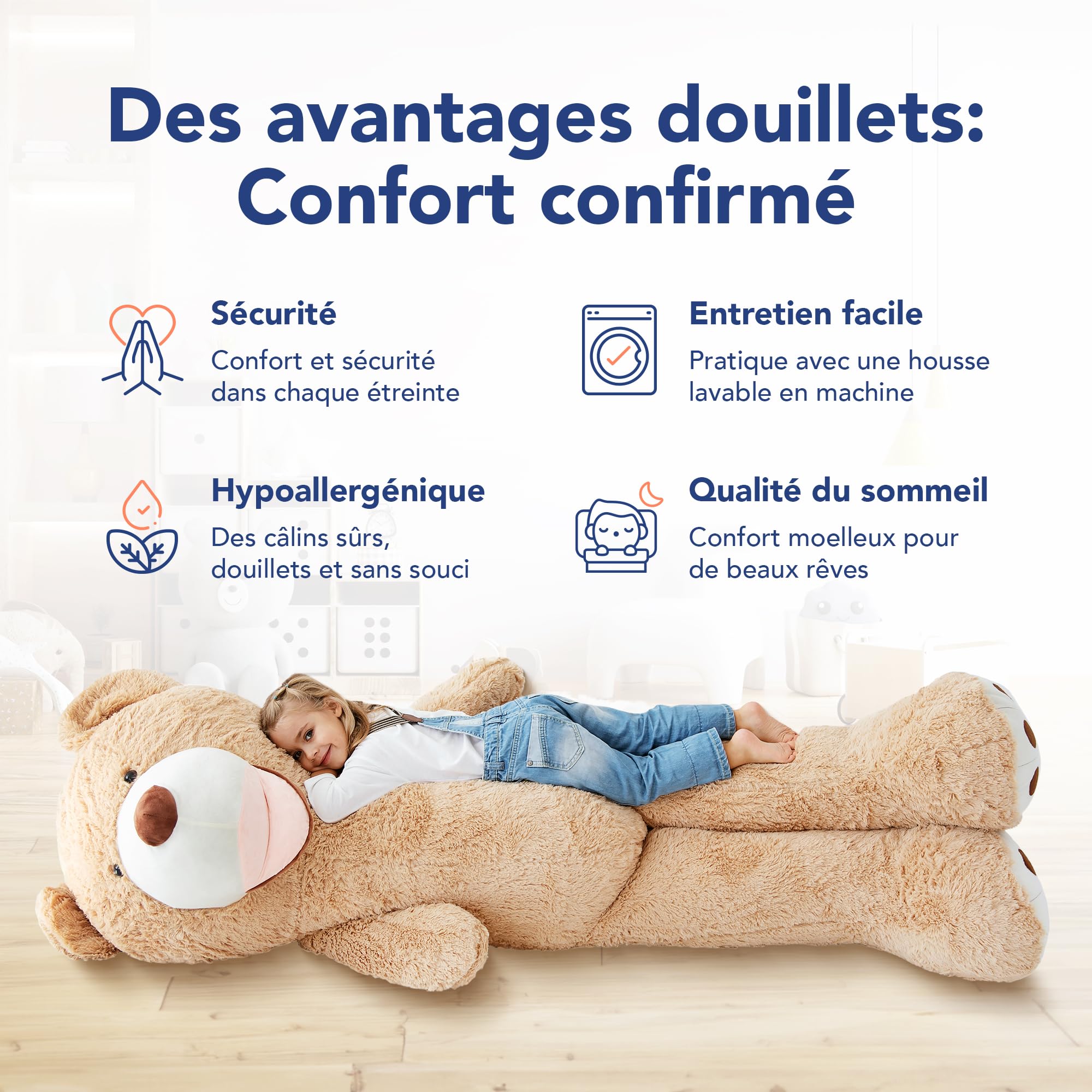 MKS Nounours Géant XXL 340 cm | Peluche Ultra Douce et Moelleuse | Grosse Peluche Cadeau pour Enfants & Adultes | Doudou Géant Déco Chambre, Anniversaire, Saint-Valentin | Marron