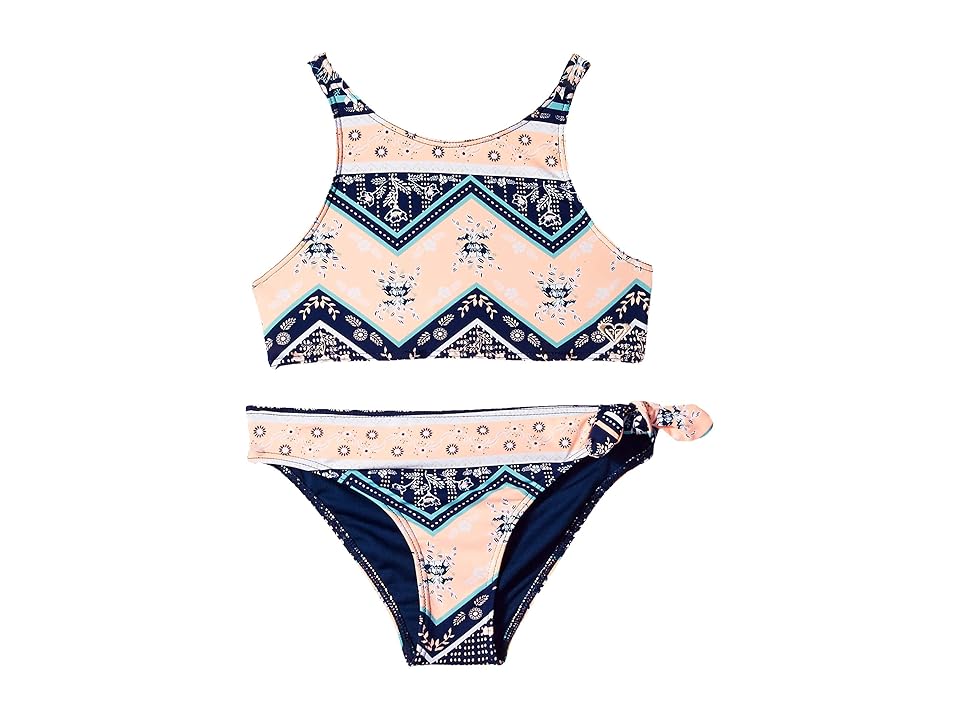 

Roxy Kids Heart in the Waves Crop Top Swim Set (Big Kids) (Medieval Blue Newport Border Swim) Girl's Swimwear Sets, Navy