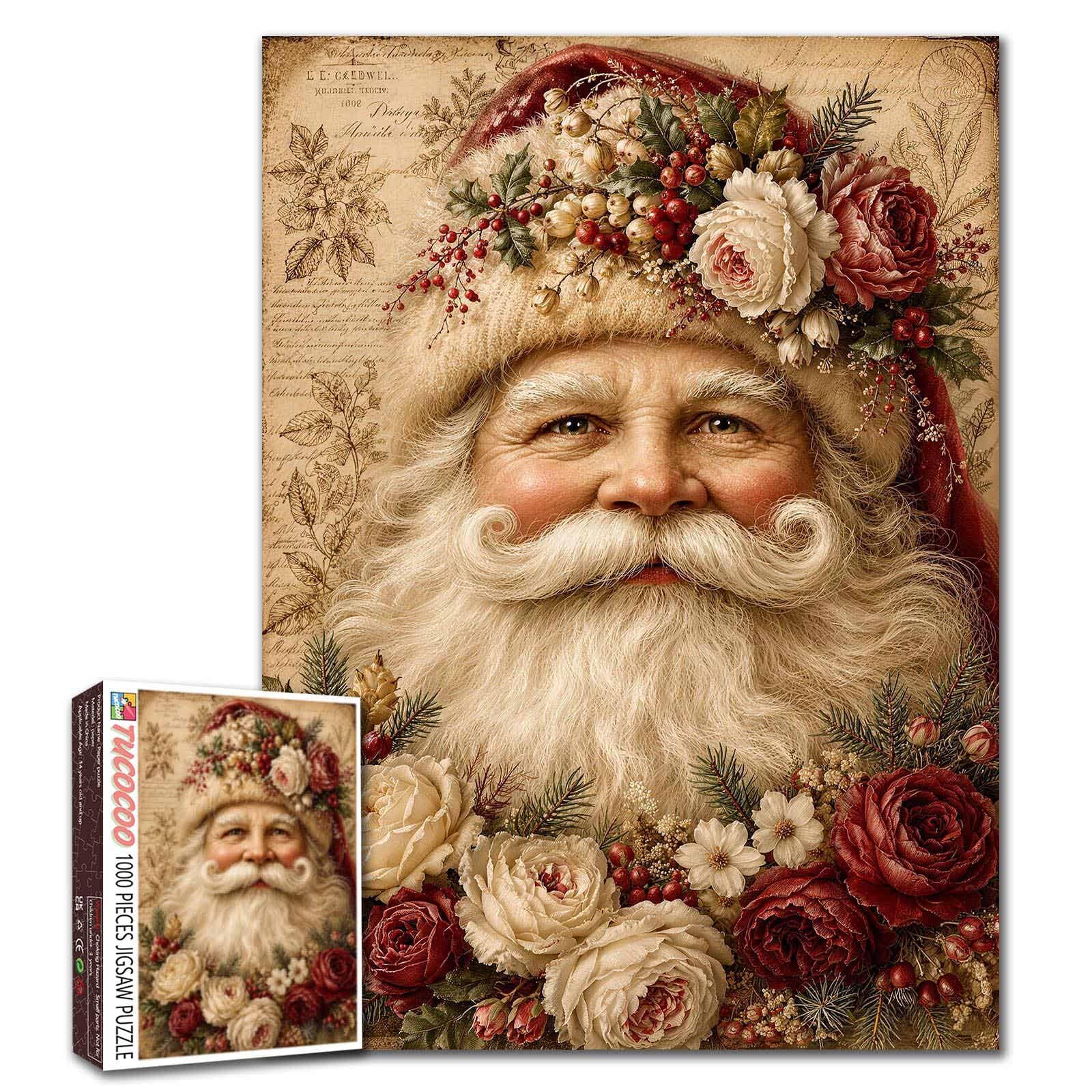 Christmas Santa Claus 1000 Piece Jigsaw Puzzles for Adults Christmas Scene Jigsaw Puzzle for Challenging Family Activity Game Holiday Theme Artwork Puzzle for Home Decor Unique Gifts 19.7"x27.6"